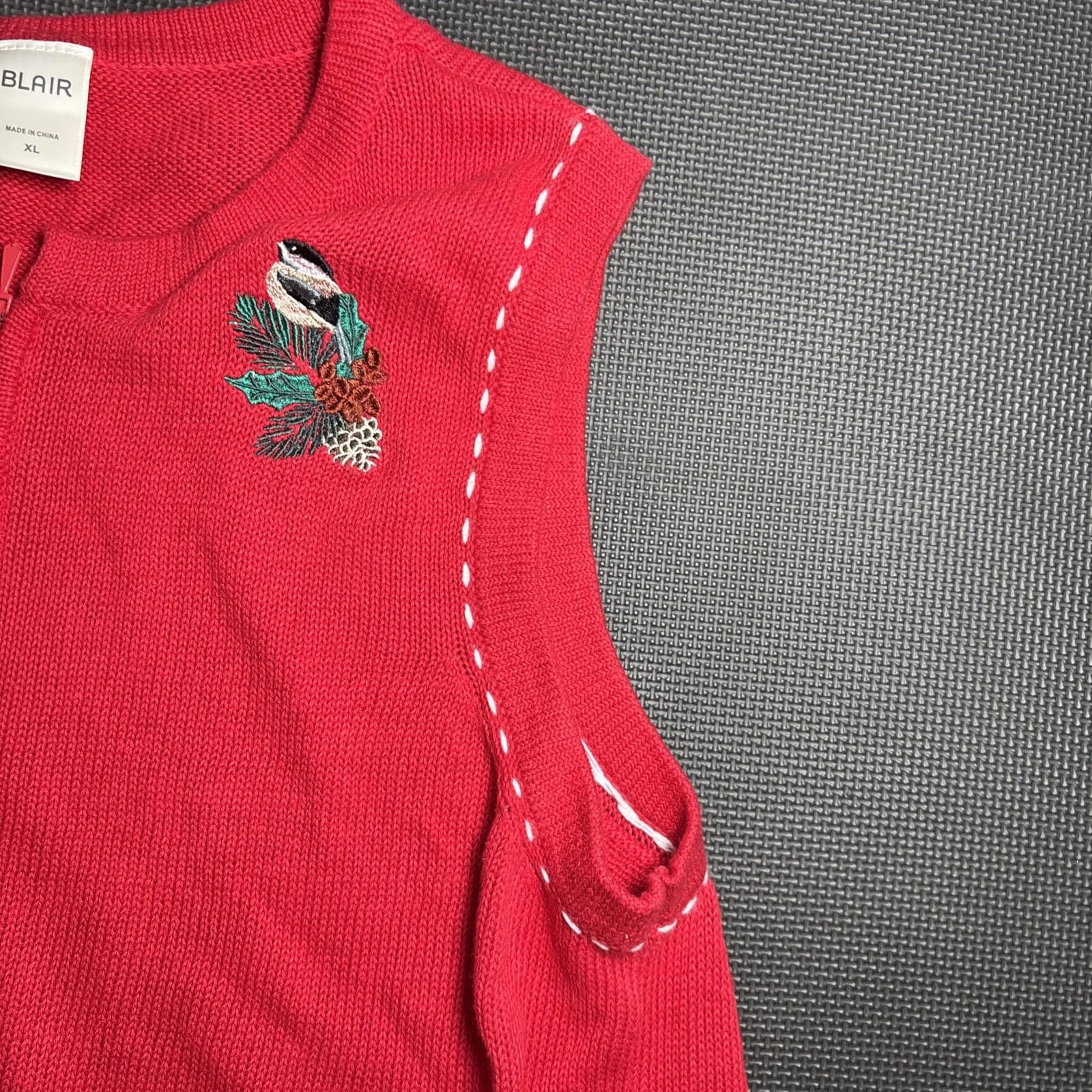Blair VTG 90s Blair Sweater Womens XL Bird Vest Red Granny Top Size XL / US 12-14 / IT 48-50 - 4 Thumbnail