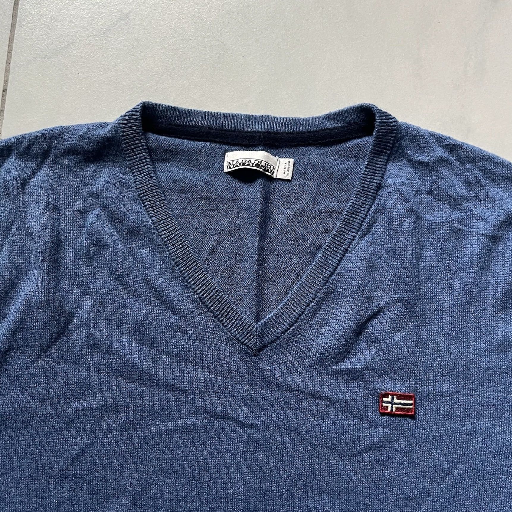 Napapijri Napapijri Sweater Mens V-Neck Blue Wool Blend Pullover Large Regular Knit Jumper Ventage? No Vintage: No Size US L / EU 52-54 / 3 - 2 Thumbnail