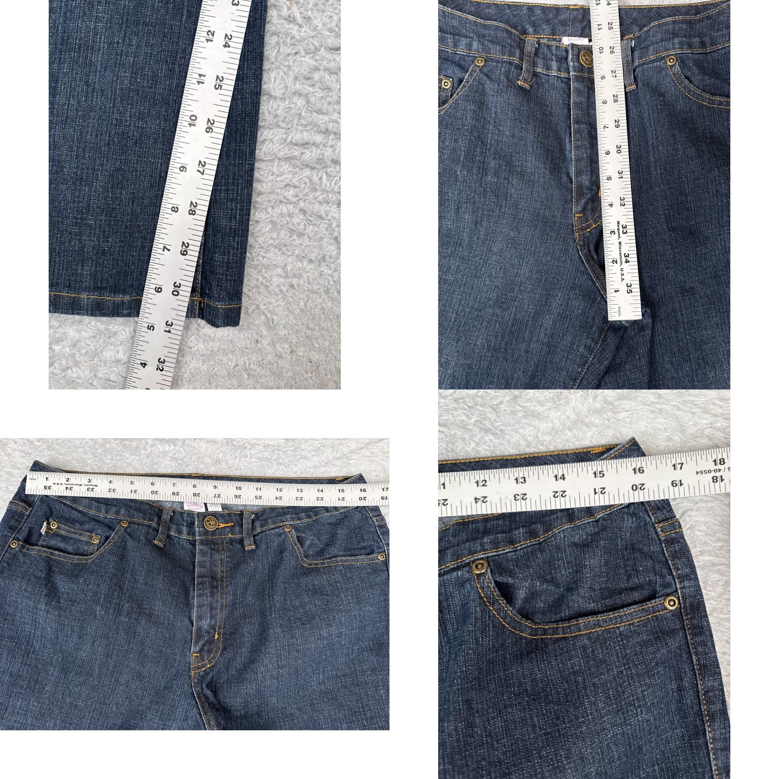 Vintage Bobbie Brooks Jeans Women 14 Blue Denim Bootcut Mid Rise Cotton Blend 33x31 Distressed Zip 5-Pocket Womens Size 36" / US 14 / IT 50 - 8 Thumbnail
