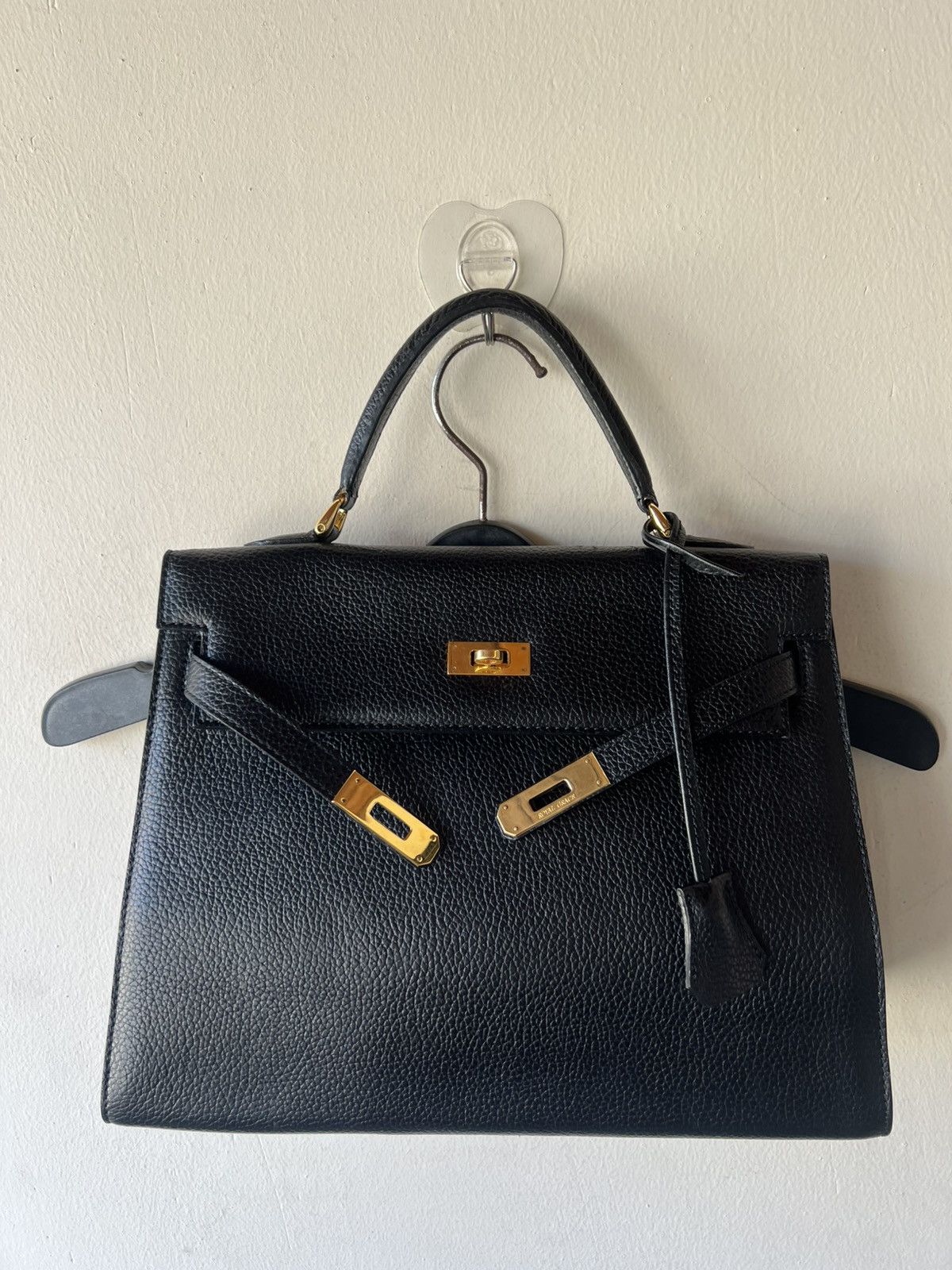 Leather Royal Grace Paris Black Leather Kelly Bag Size ONE SIZE - 18 Thumbnail