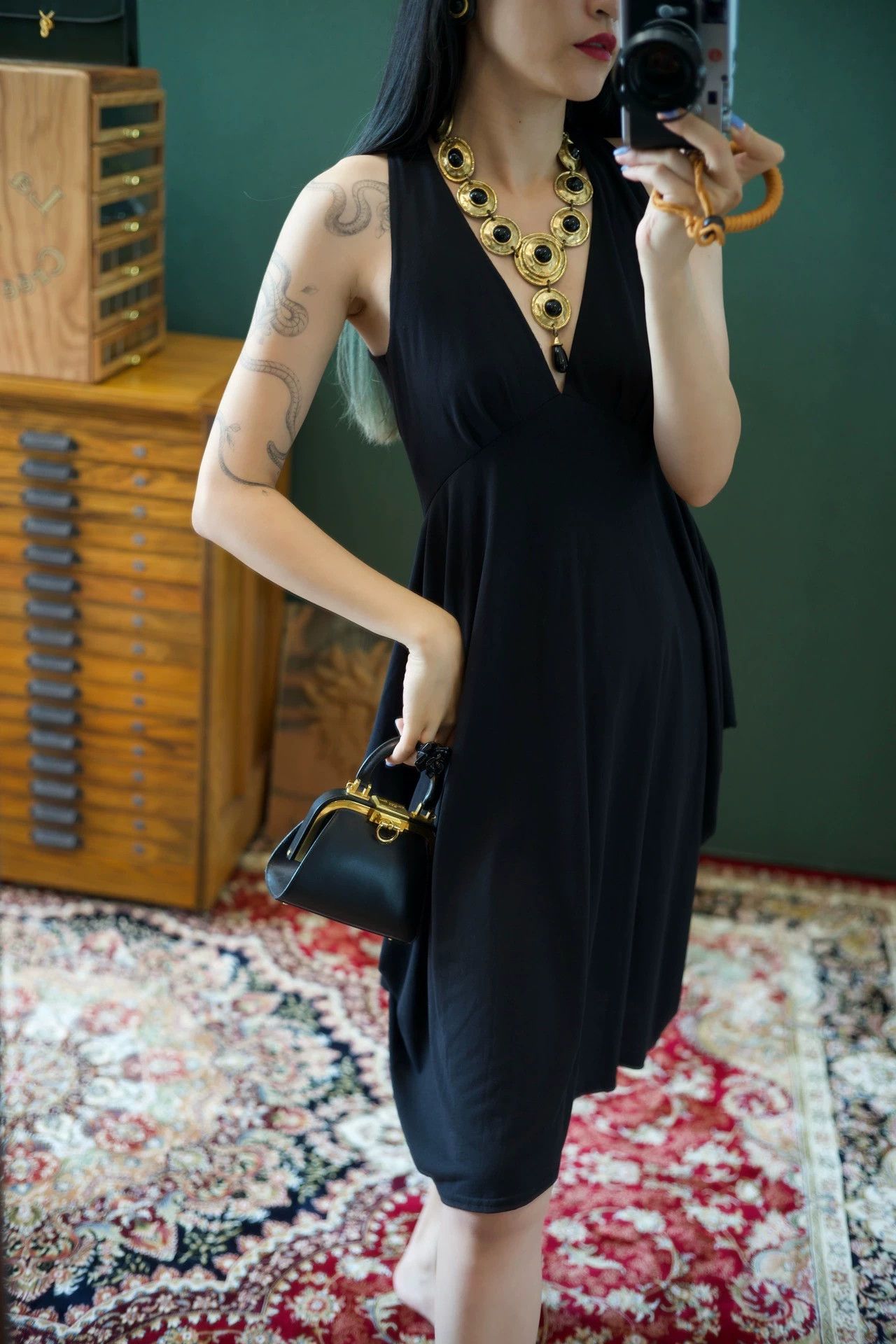 Balmain Balmain Vintage Deep V Tie-Strap Black Dress Size XS / US 0-2 / IT 36-38 - 3 Thumbnail