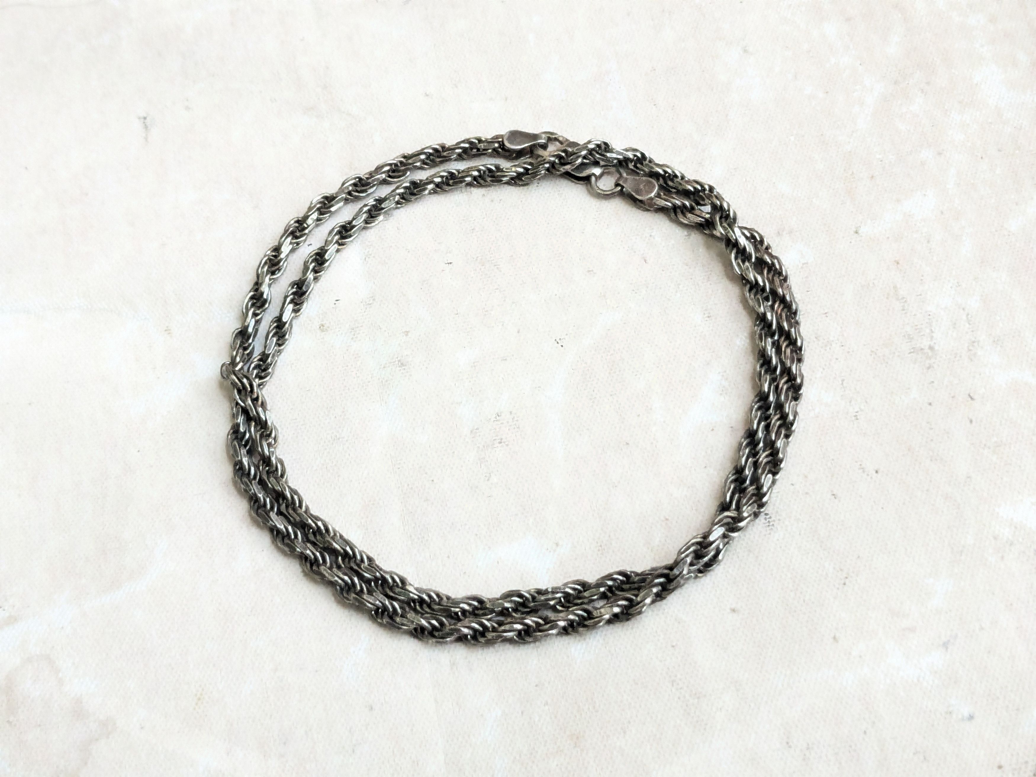 Jewelry Vintage Sterling Silver Rope Necklace Twist 20" Italy Size ONE SIZE - 2 Thumbnail