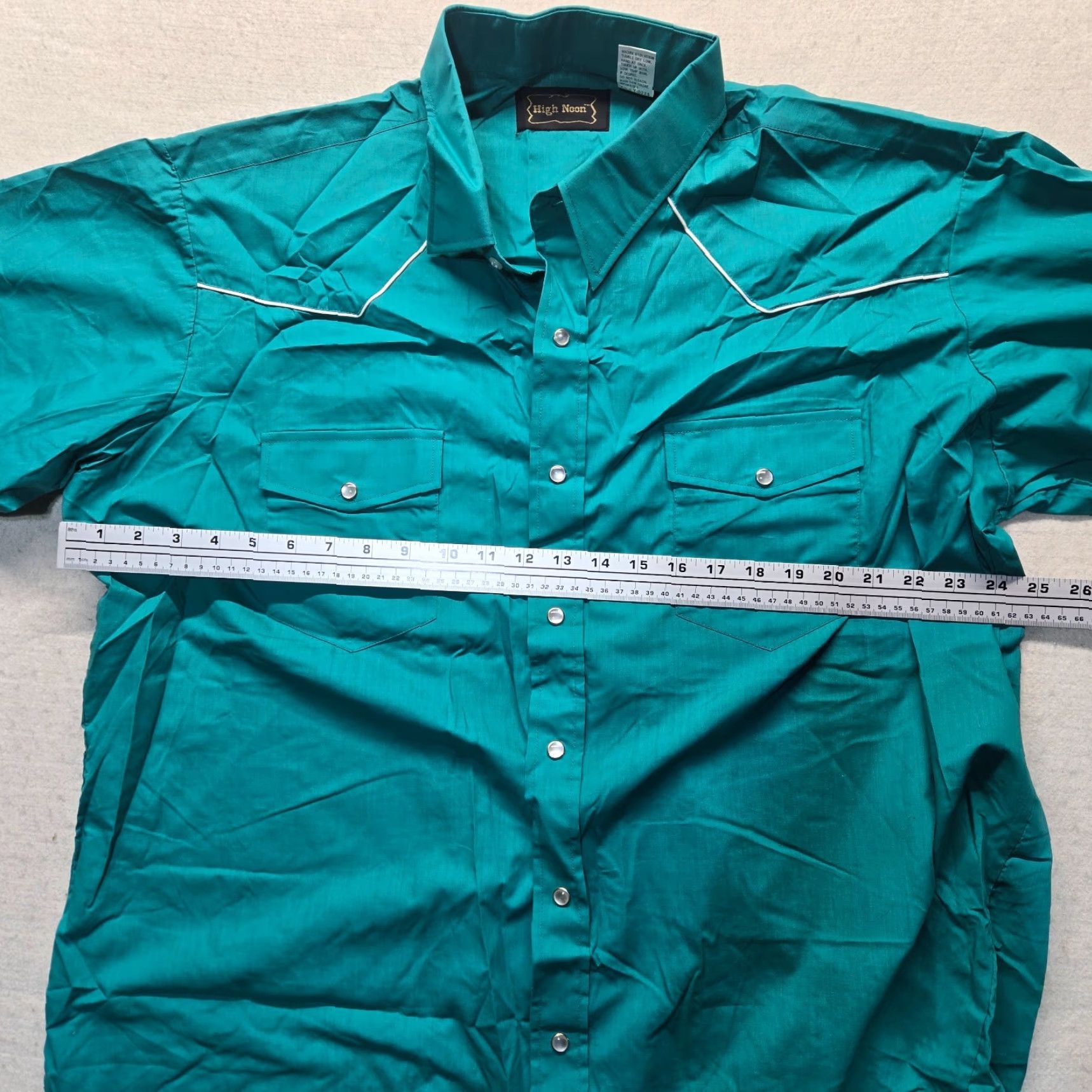 Vintage VINTAGE High Noon Shirt Button-Up Teal 2XL Casual Western Rockabilly Cowboy 80s 90s Mens Size US XXL / EU 58 / 5 - 5 Thumbnail
