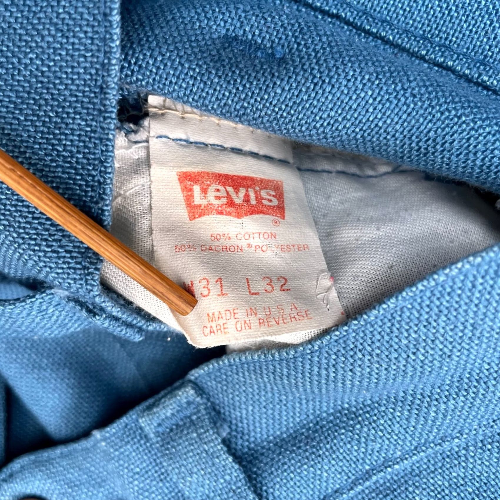 Levi's VINTAGE Levi's Jeans Mens 31x32 Blue StaPrest Denim 5 Pocket Straight Leg USA 90s Retro Regular Mens Size US 31 - 5 Thumbnail