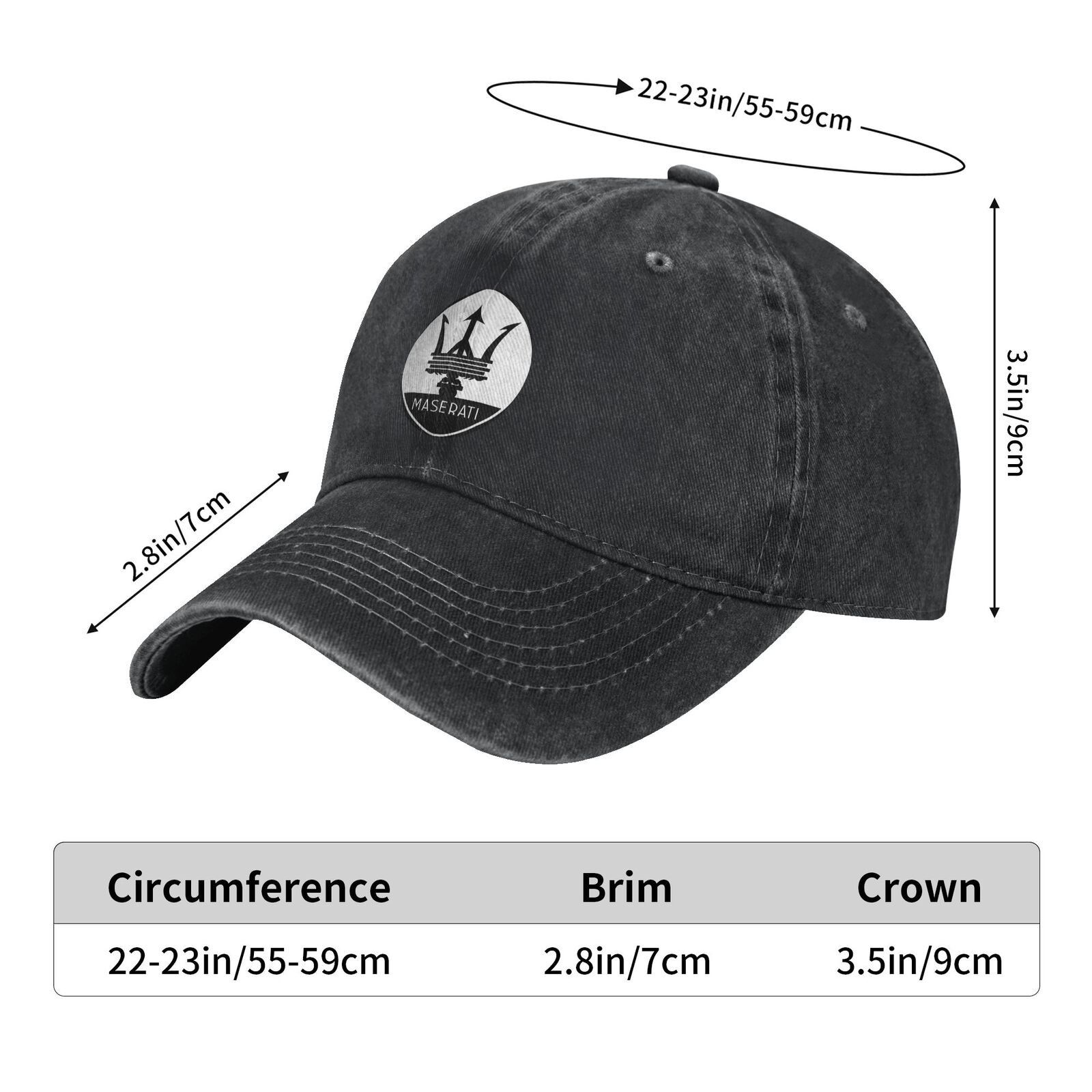 Maserati Maserati Classic Sports Style Baseball Cap Golf Hat Size ONE SIZE - 6 Thumbnail