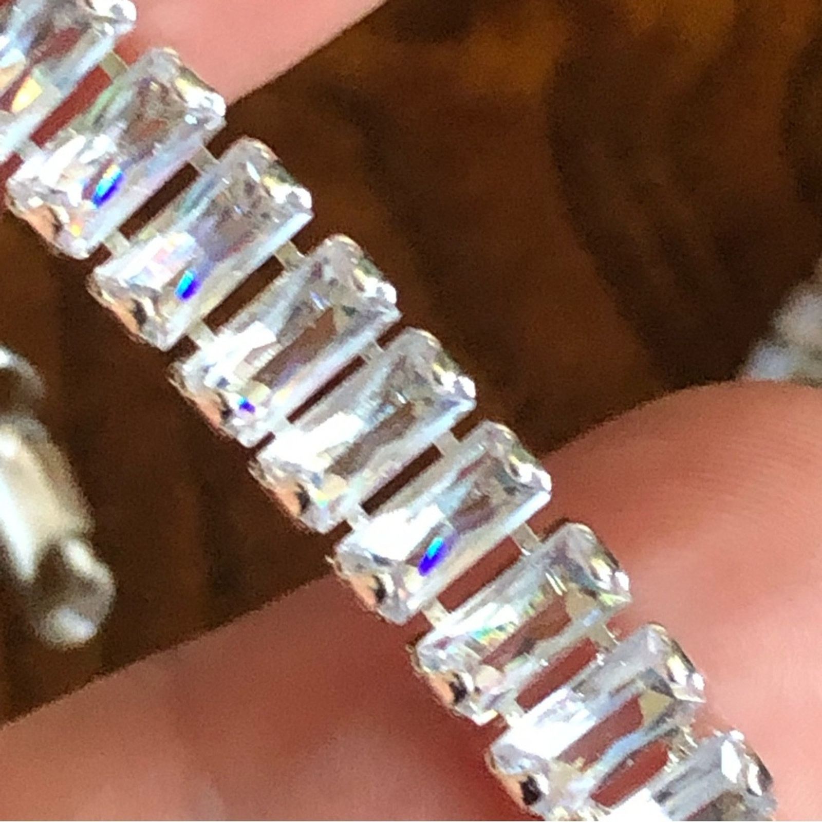 Jewelry Ladies clear baguette silver plated tennis necklace Size ONE SIZE - 6 Thumbnail