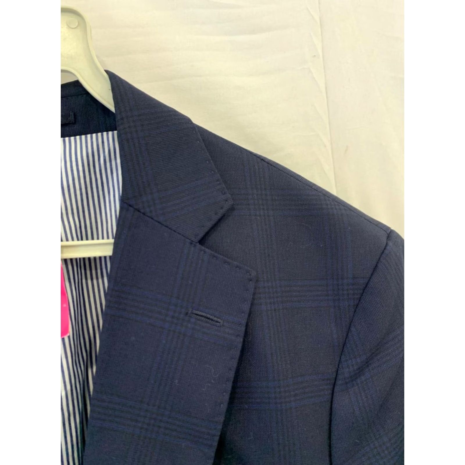 Vintage MICHAEL BASTIAN Barneys New York Navy Plaid Blazer Jacket Men’s L 44R Size 42R - 7 Thumbnail