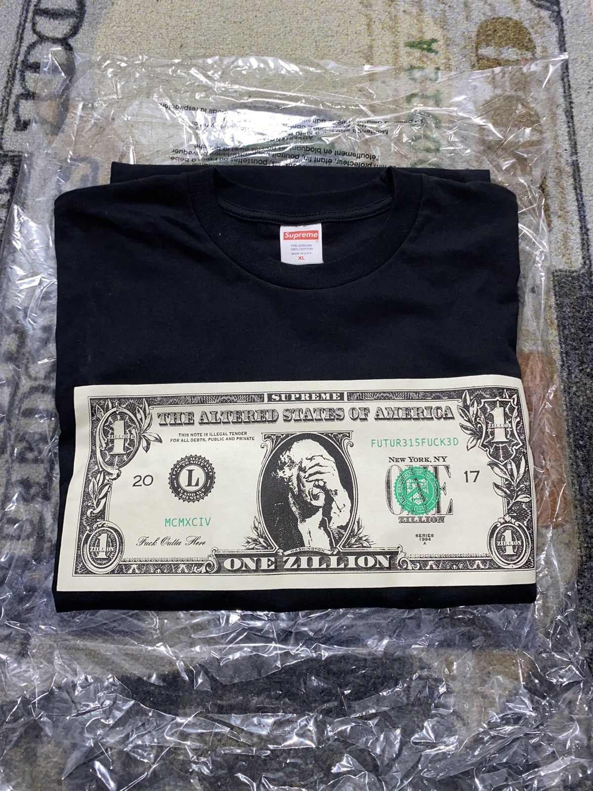 image of Supreme Dollar Tee Black 2017, Men's (Size XL)