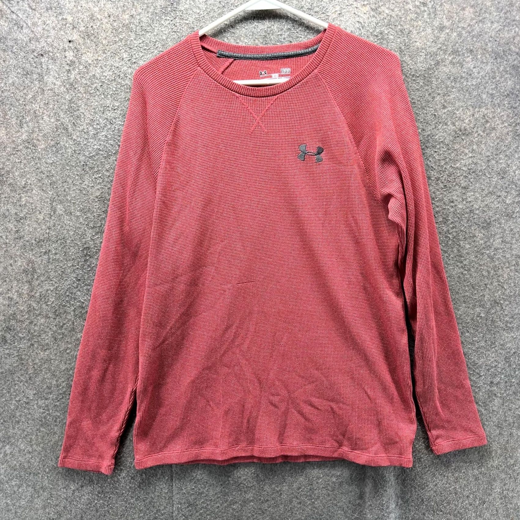 Under Armour Under Armour Shirt Mens Large Red HeatGear Fitted Waffle Thermal Long Sleeve Shirt Size US L / EU 52-54 / 3 - 2 Thumbnail