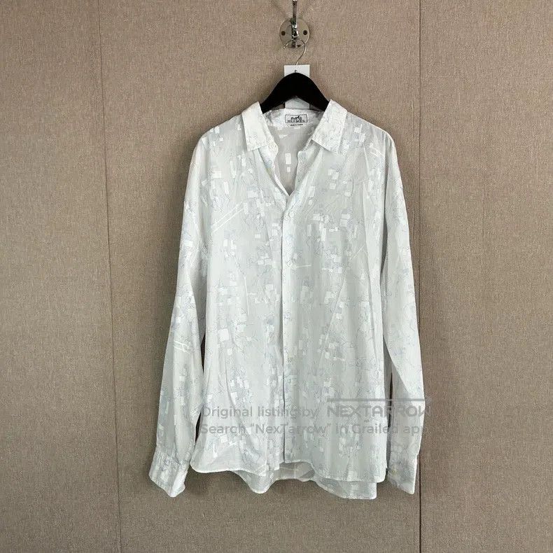 Hermes Hermes size 41 White printed shirt, 100% pure cotton, light Size US XS / EU 42 / 0 - 1 Thumbnail