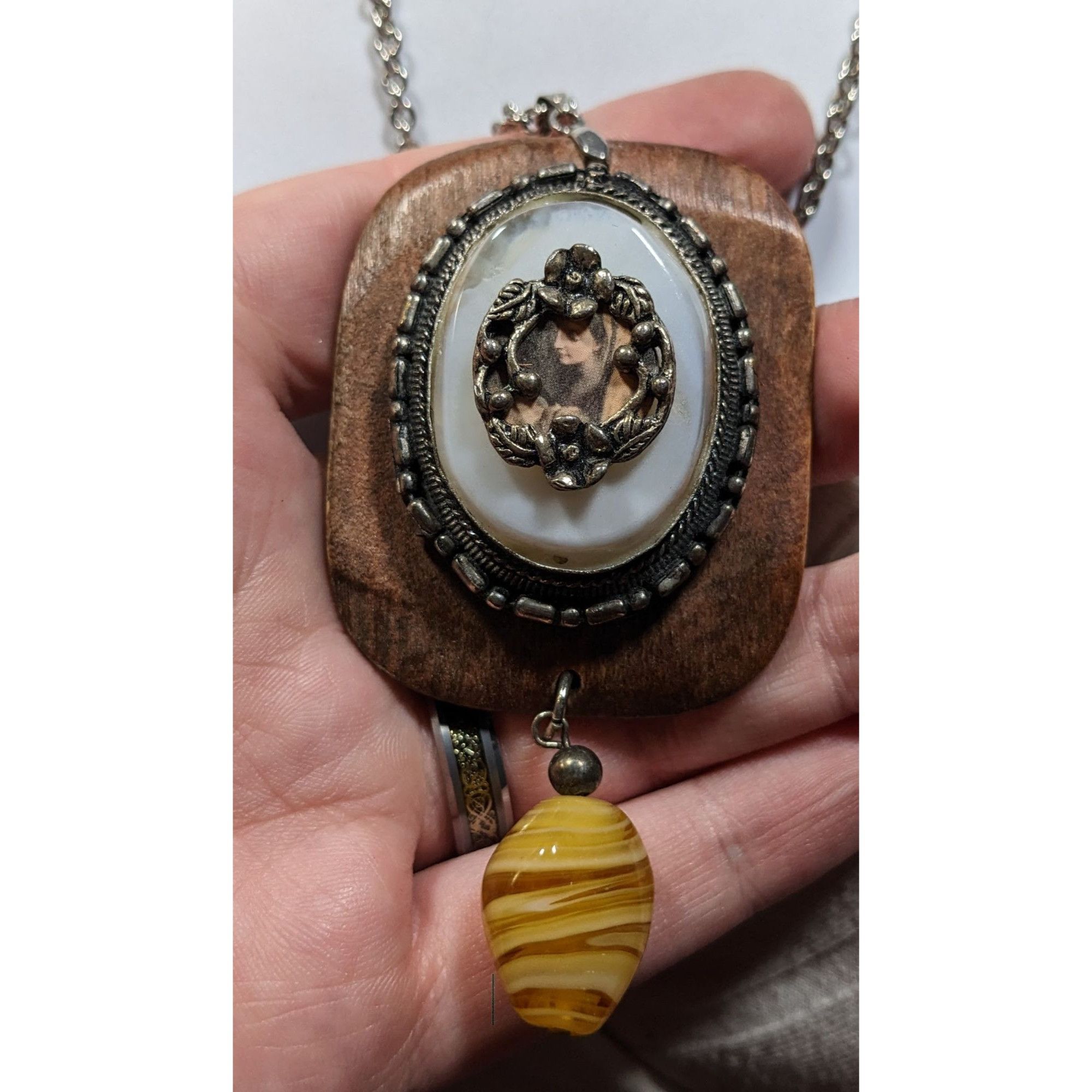 Handmade Vintage Handmade Victorian Mixed Media Pendant Necklace Size ONE SIZE - 7 Thumbnail