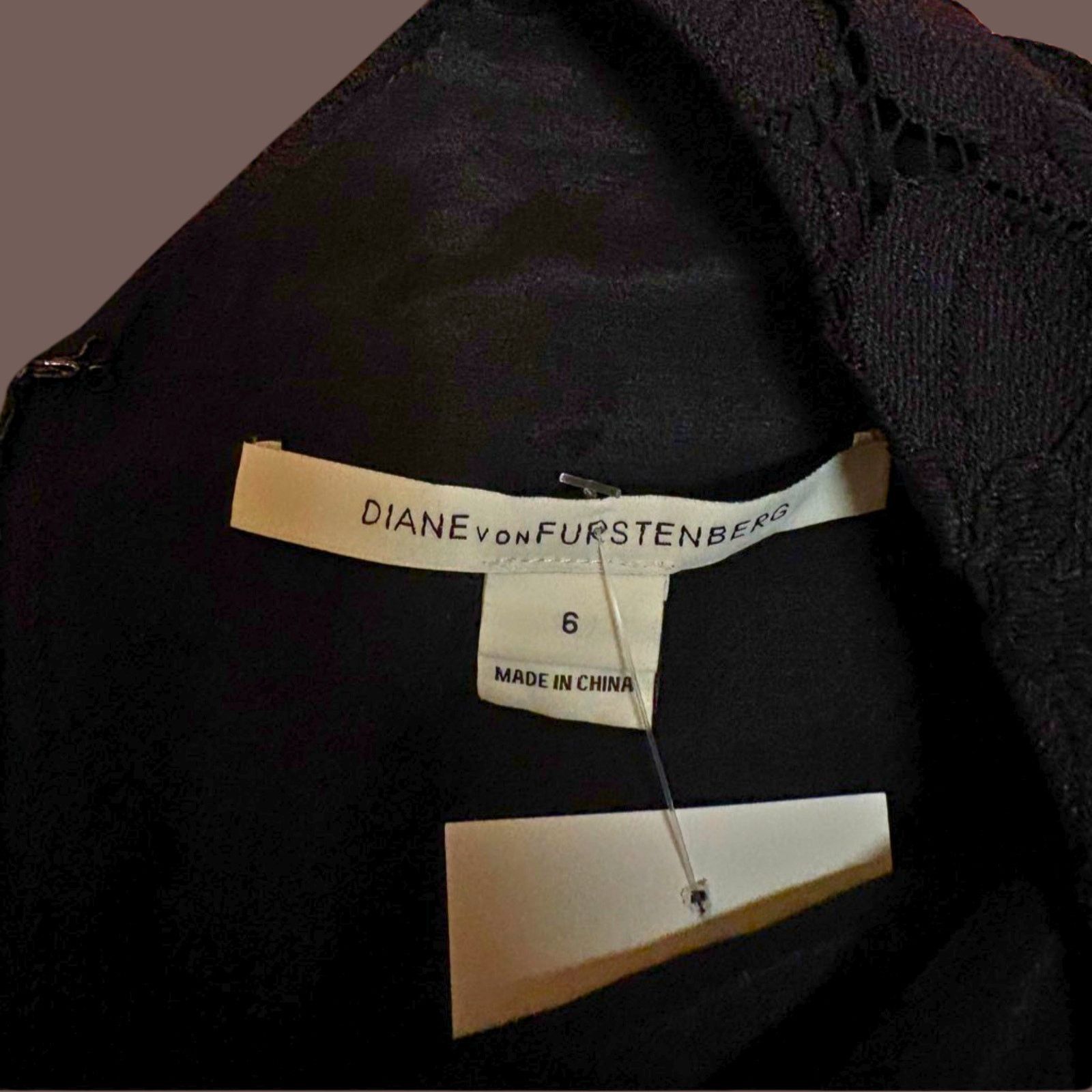 Diane von Furstenberg × Vintage VTG Diane von Furstenberg Black Floral Lace Sheath Dress Size M / US 6-8 / IT 42-44 - 3 Thumbnail