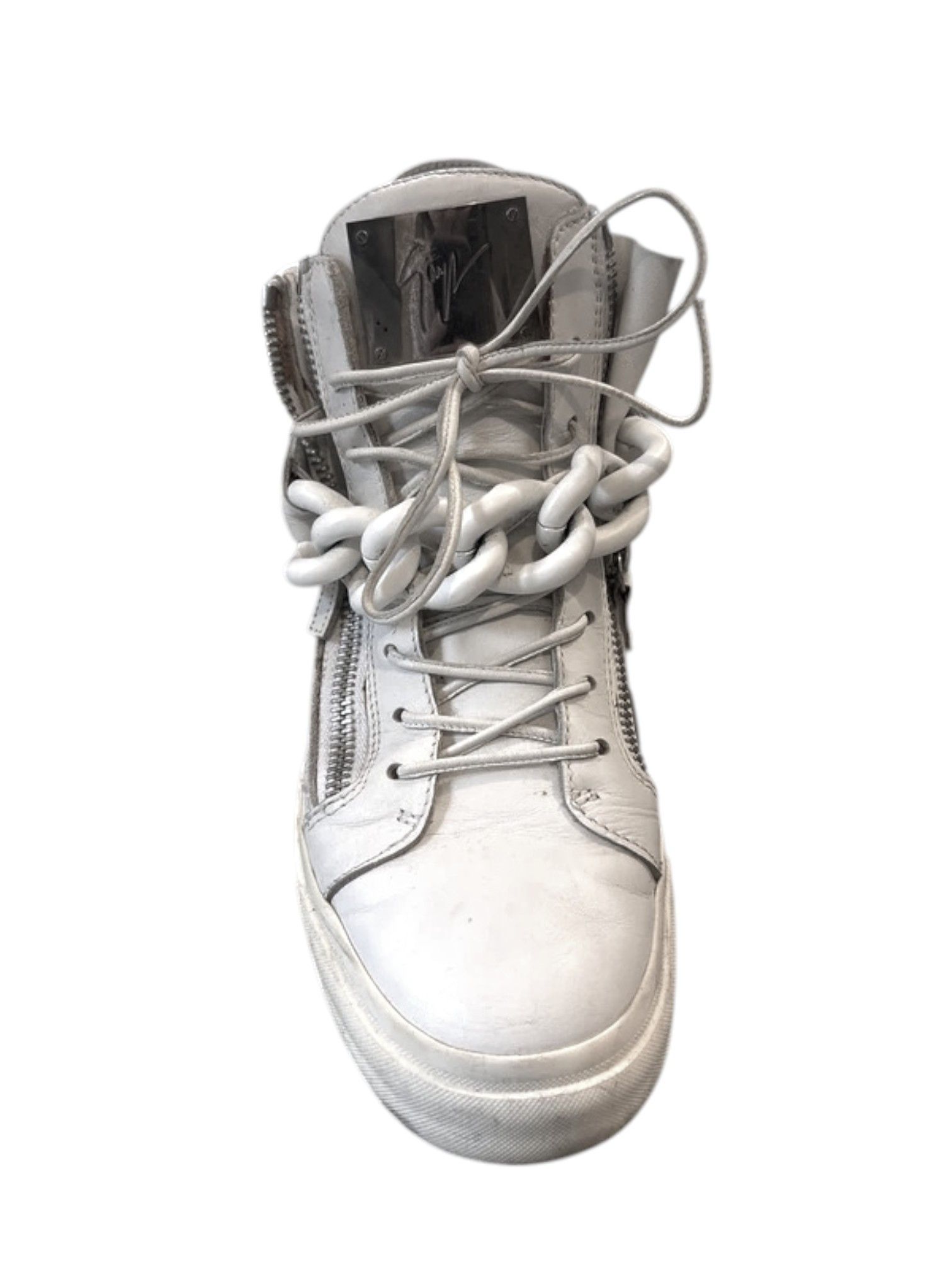 Giuseppe Zanotti Giuseppe Zanotti White Chain Hi Top Sneakers, Mid 2010s Size US 7 / EU 40 - 9 Thumbnail