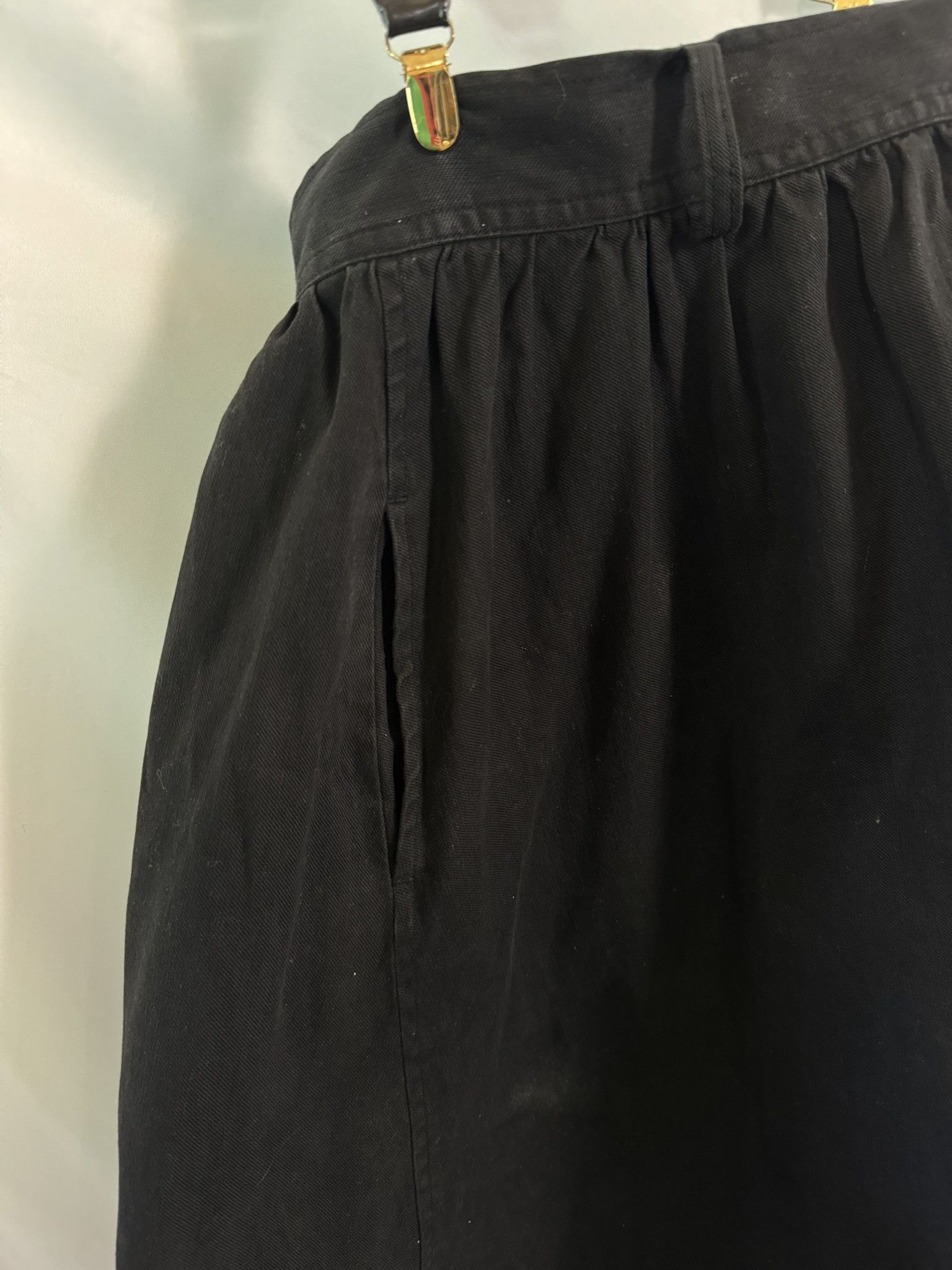 Yohji Yamamoto Y's Yohji Yamamoto Black Cotton Skirt with Suspenders Size 38" / US 16 / IT 52 - 4 Thumbnail