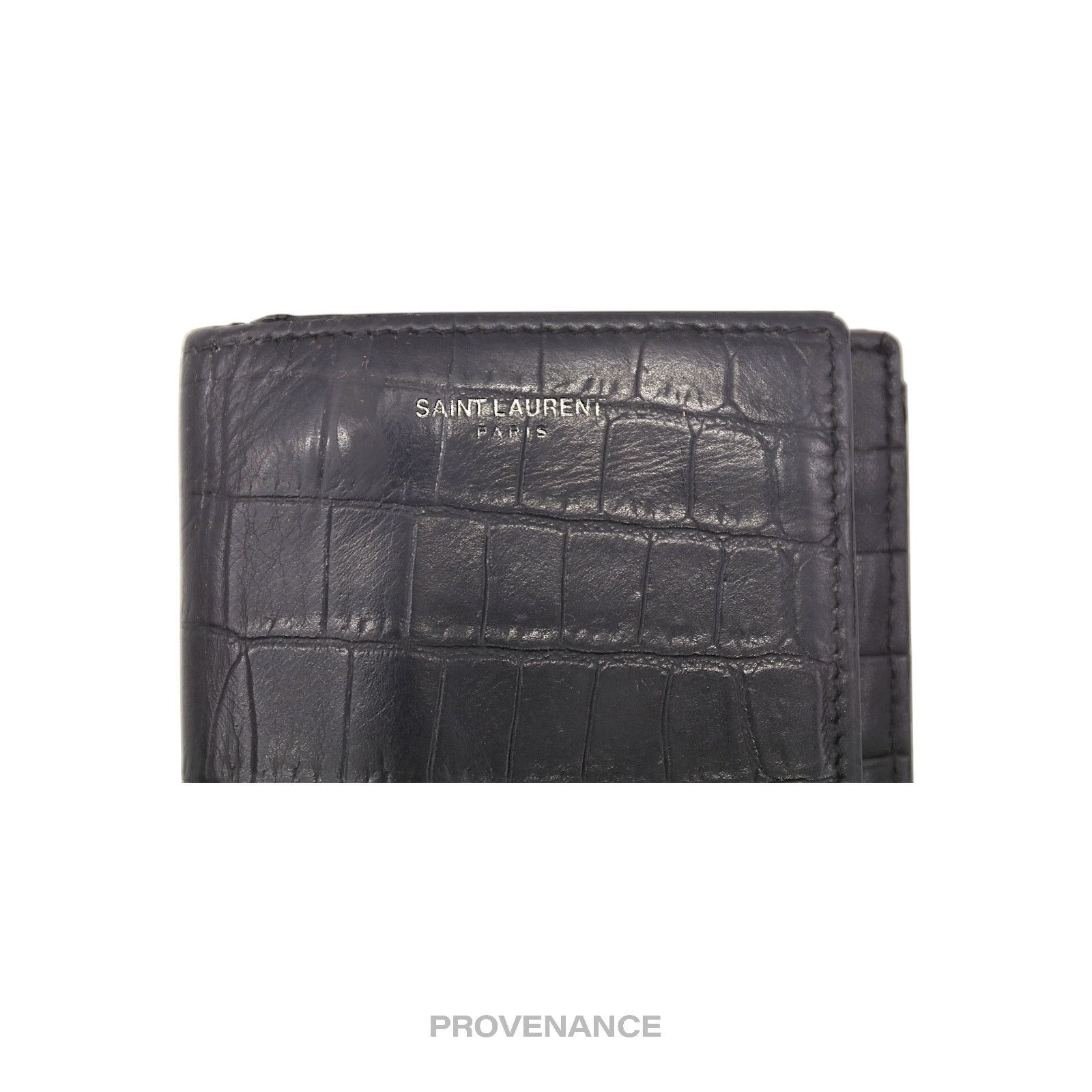 🔴 Saint Laurent Paris SLP Long Wallet - Black Croc Leather