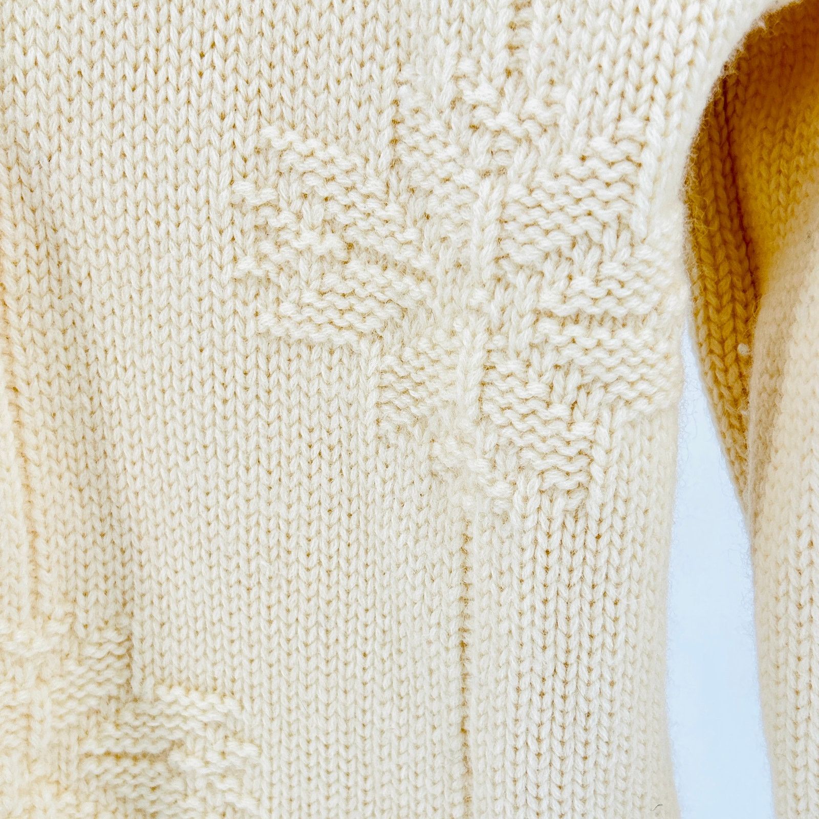 Allen Solly Vintage 70s Cream 100% Wool Cable Knit Fisherman Sweater Size S / US 4 / IT 40 - 3 Thumbnail