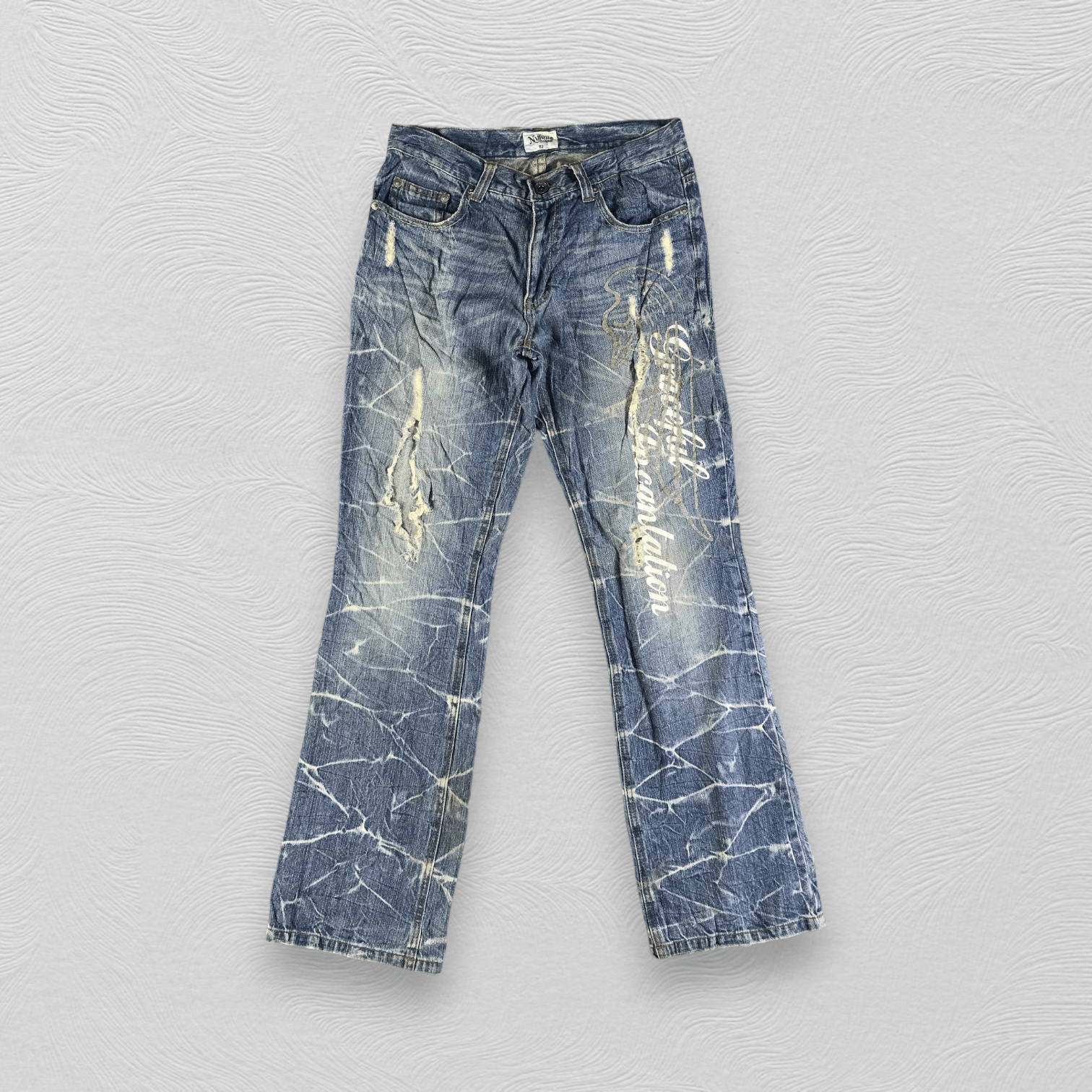 Japanese Brand Japanese Nylaus Jeans Distressed Denim KJ3083 Size US 31 - 1 Thumbnail