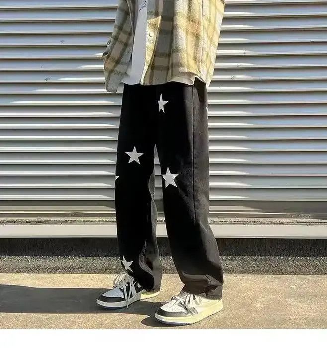 image of Vintage Punk Pants With Stars in Black, Men's (Size 32)