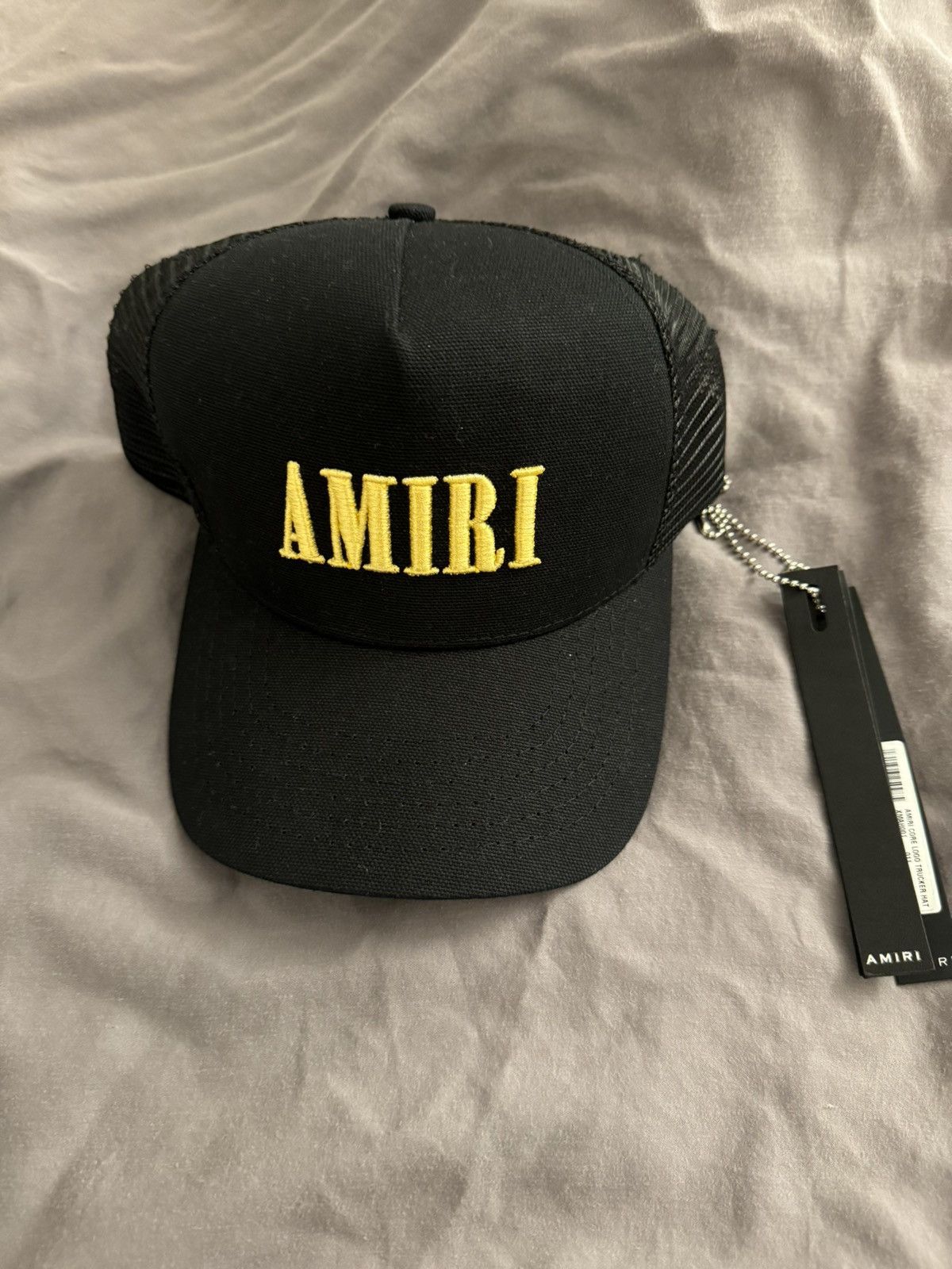 image of Amiri Core Logo Trucker Hat in Black, Men's