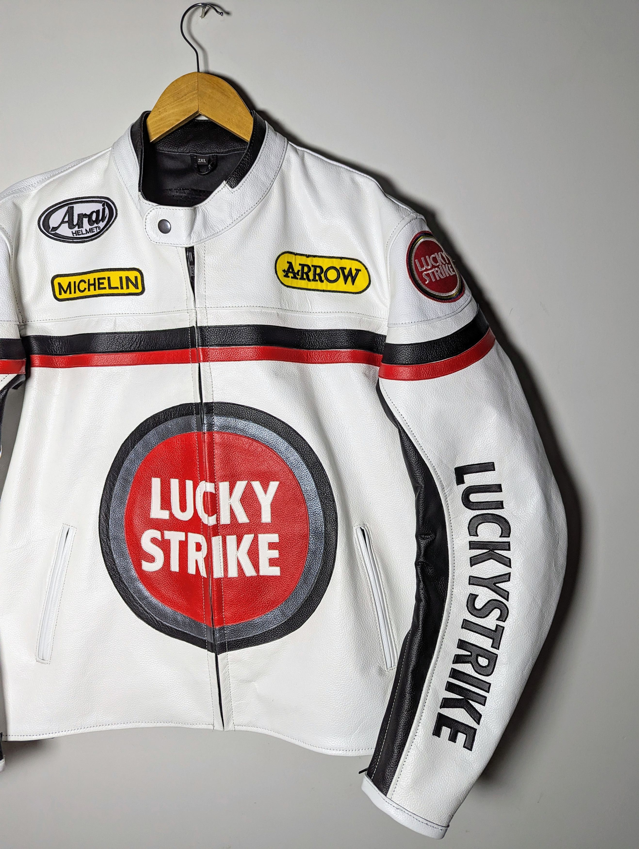 Vintage 💥🔥 VINTAGE LUCKY STRIKE RACING LEATHER BIKER JACKET Size US L / EU 52-54 / 3 - 3 Thumbnail
