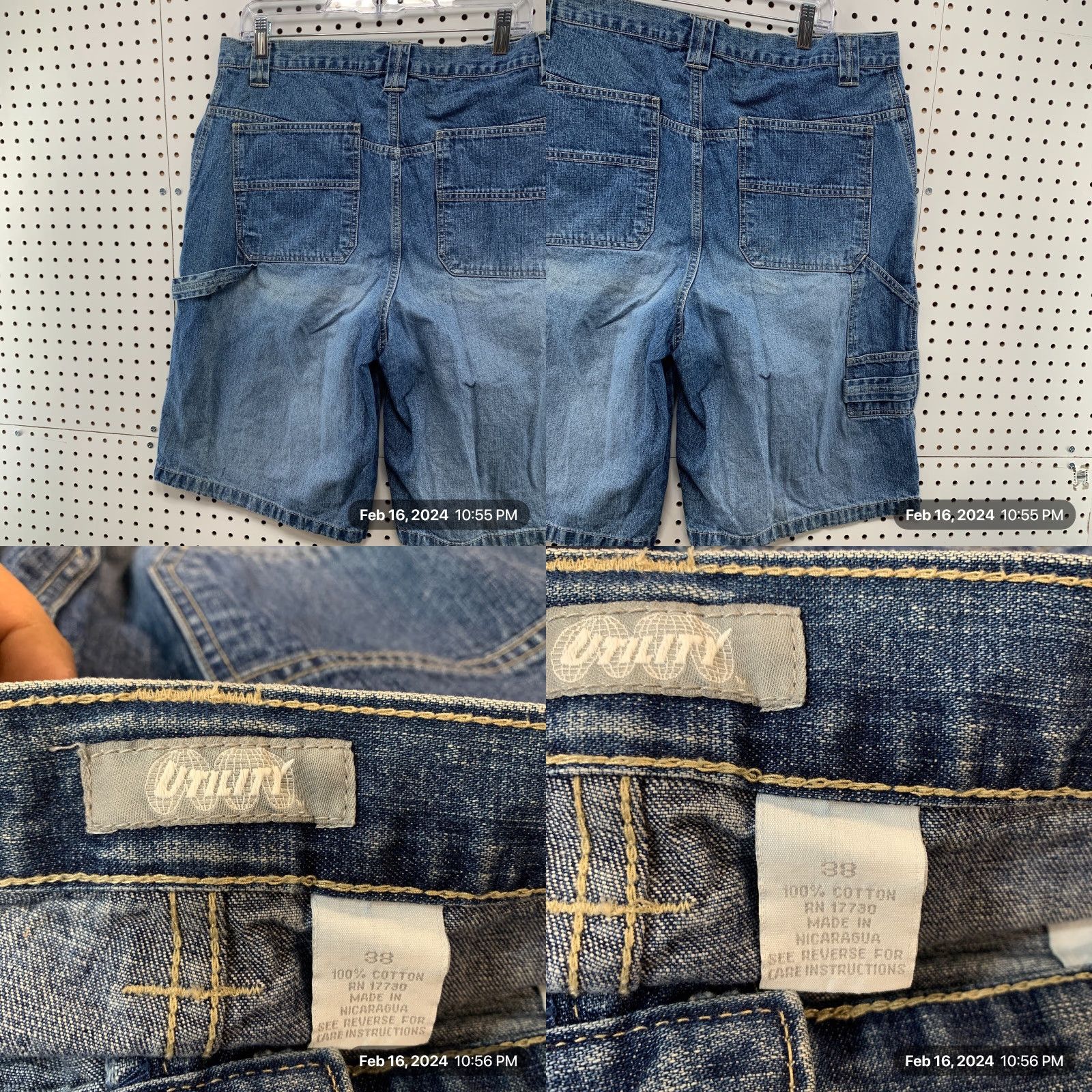 Vintage VINTAGE Utility Carpenter Shorts Mens 36X11.5 Light Blue Denim Bermuda Relaxed Fit 36 Adult Mens Size US 36 / EU 52 - 8 Thumbnail