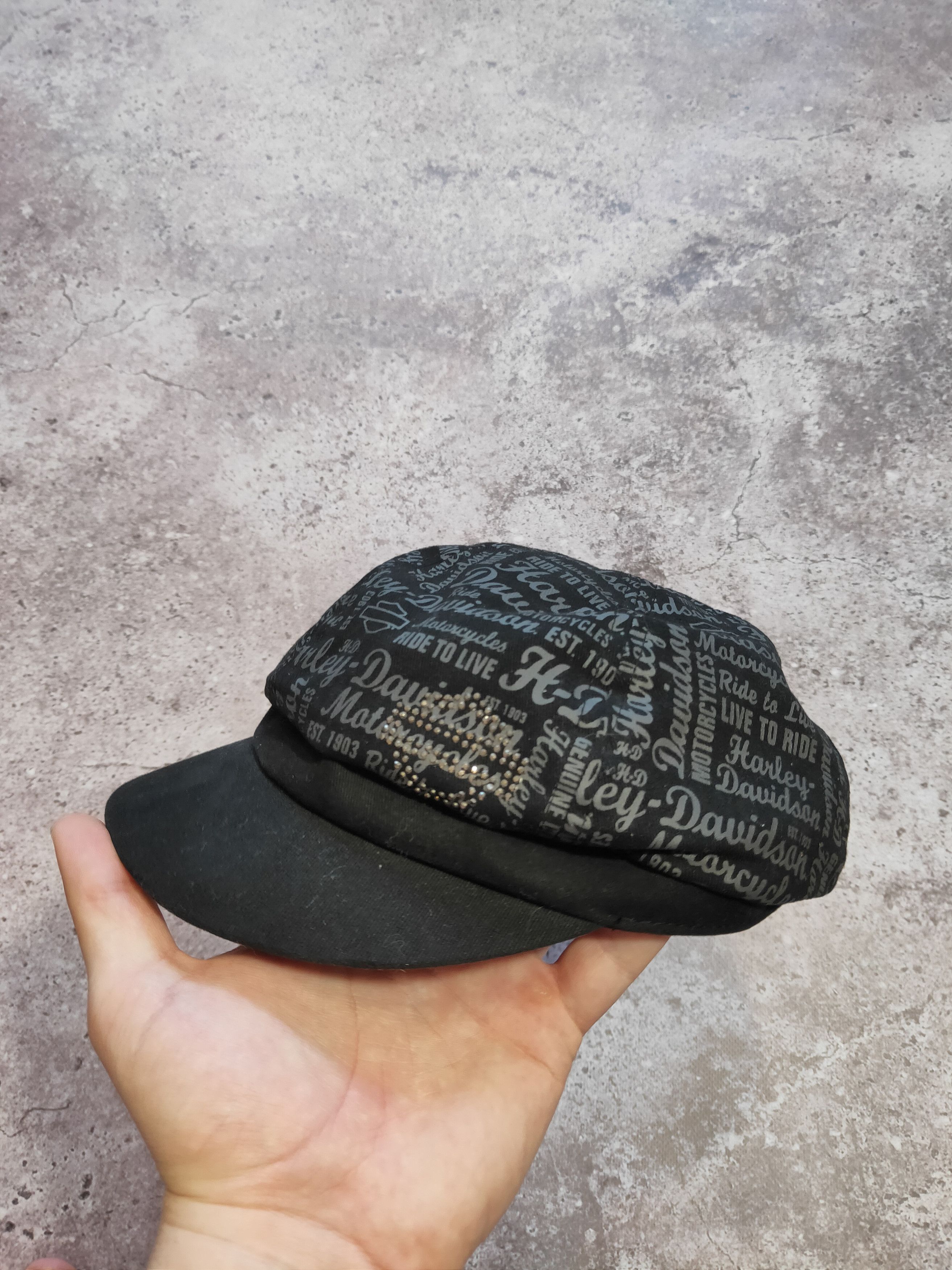 Harley Davidson × Vintage Vintage Harley Davidson Studded Cadet Hat Cap Size ONE SIZE - 1 Thumbnail