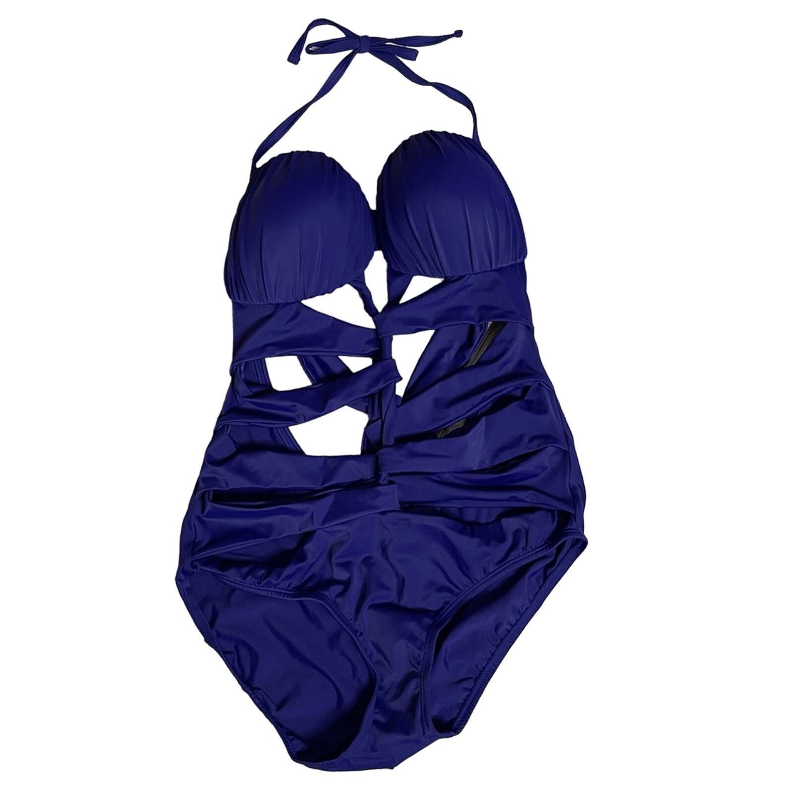 Other Venus One Piece Halter Tie Cut Out Swim Suit Purple Size 14 Size ONE SIZE - 2 Thumbnail