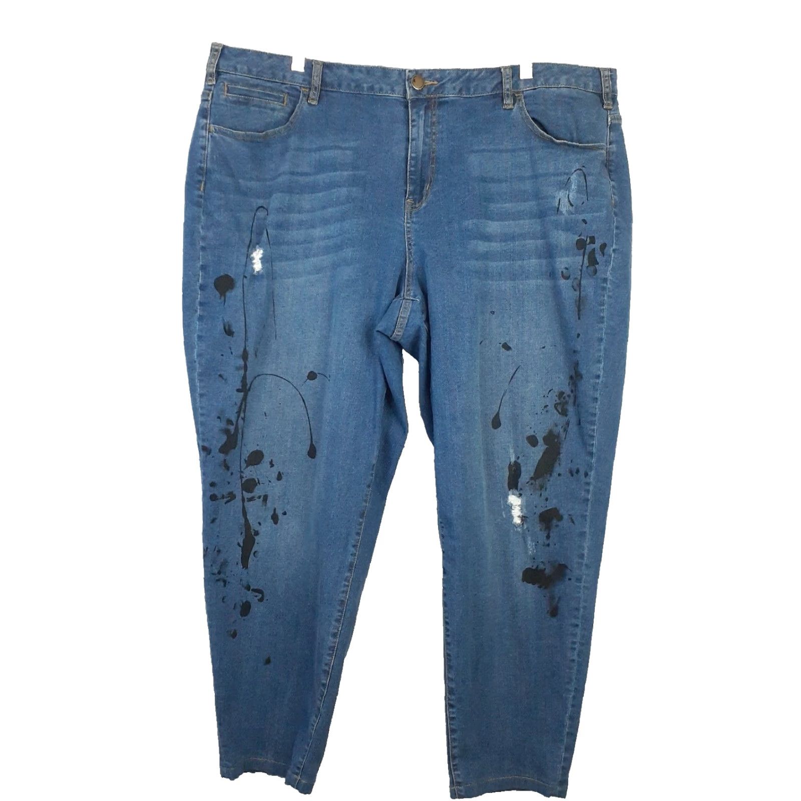 Vintage Lane Bryant Jeans Boyfriend Paint Splatter Distressed Stretch 46x28 Size 26 Size 26" / US 2 / IT 38 - 2 Thumbnail