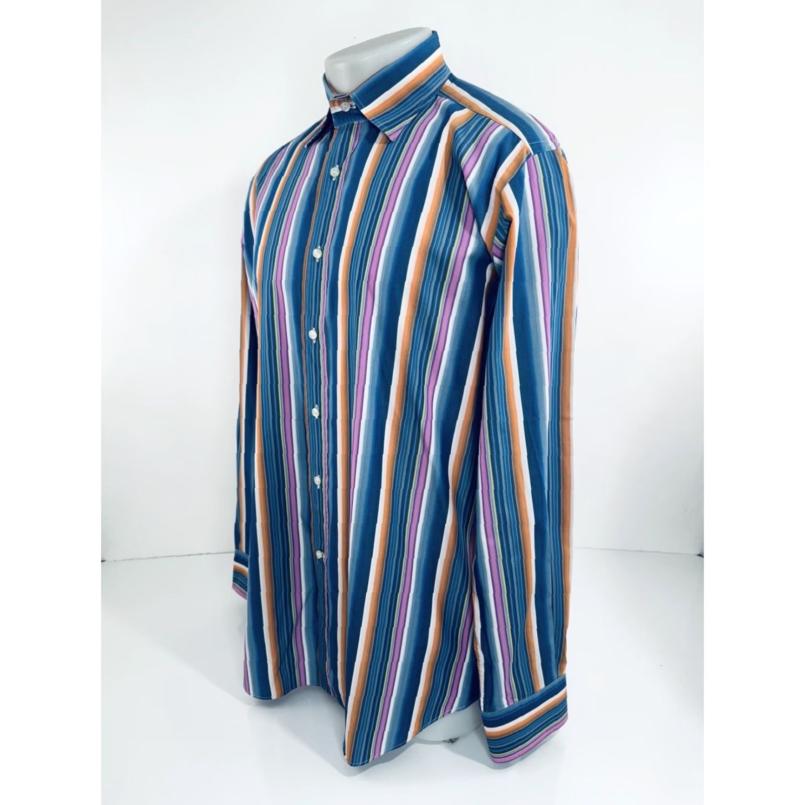 Etro ETRO Shirt Mens 42 Colorful Striped Button-Up Long Sleeve Multicolor 90s Theme Size US XL / EU 56 / 4 - 2 Thumbnail