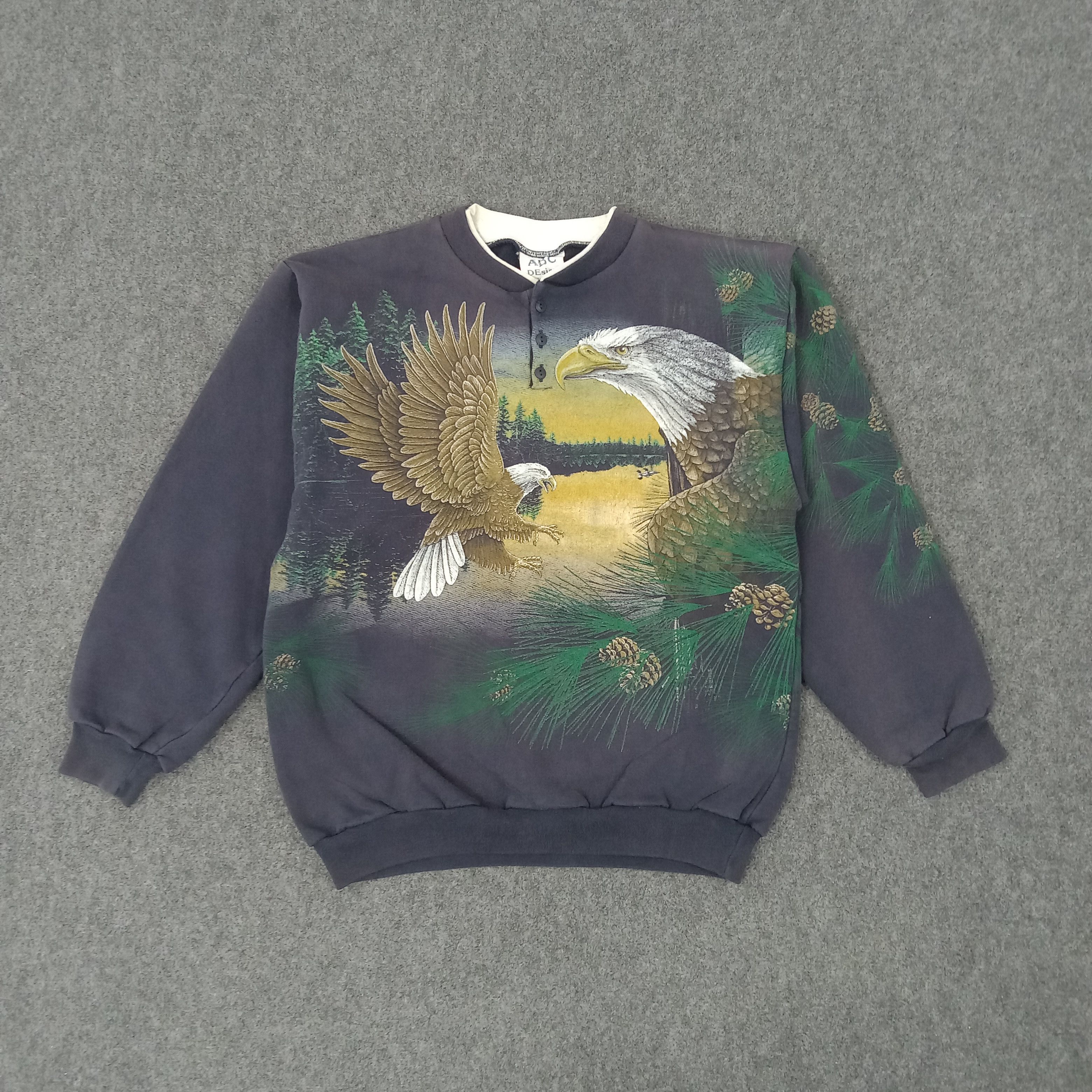 Vintage ABC The Eagle Art Design Full Print Sweatshirt C216N15 Size US M / EU 48-50 / 2 - 1 Thumbnail