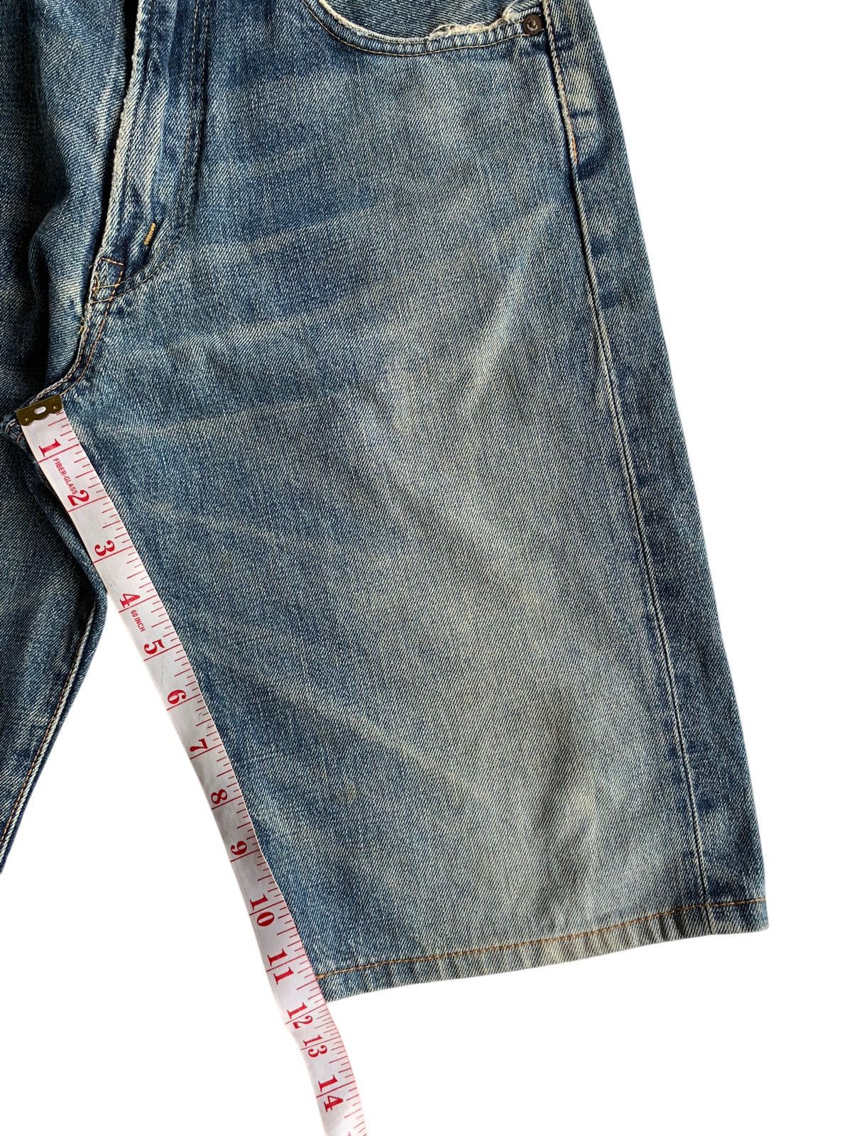 VINTAGE EDWIN 505X SELVEDGE SHORT DISTRESSED DENIM