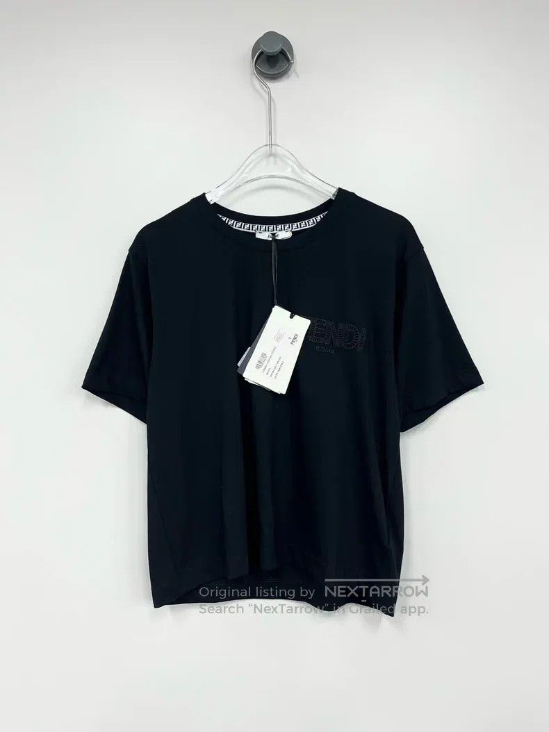Fendi Black Embroidered Letter Logo Short Sleeve