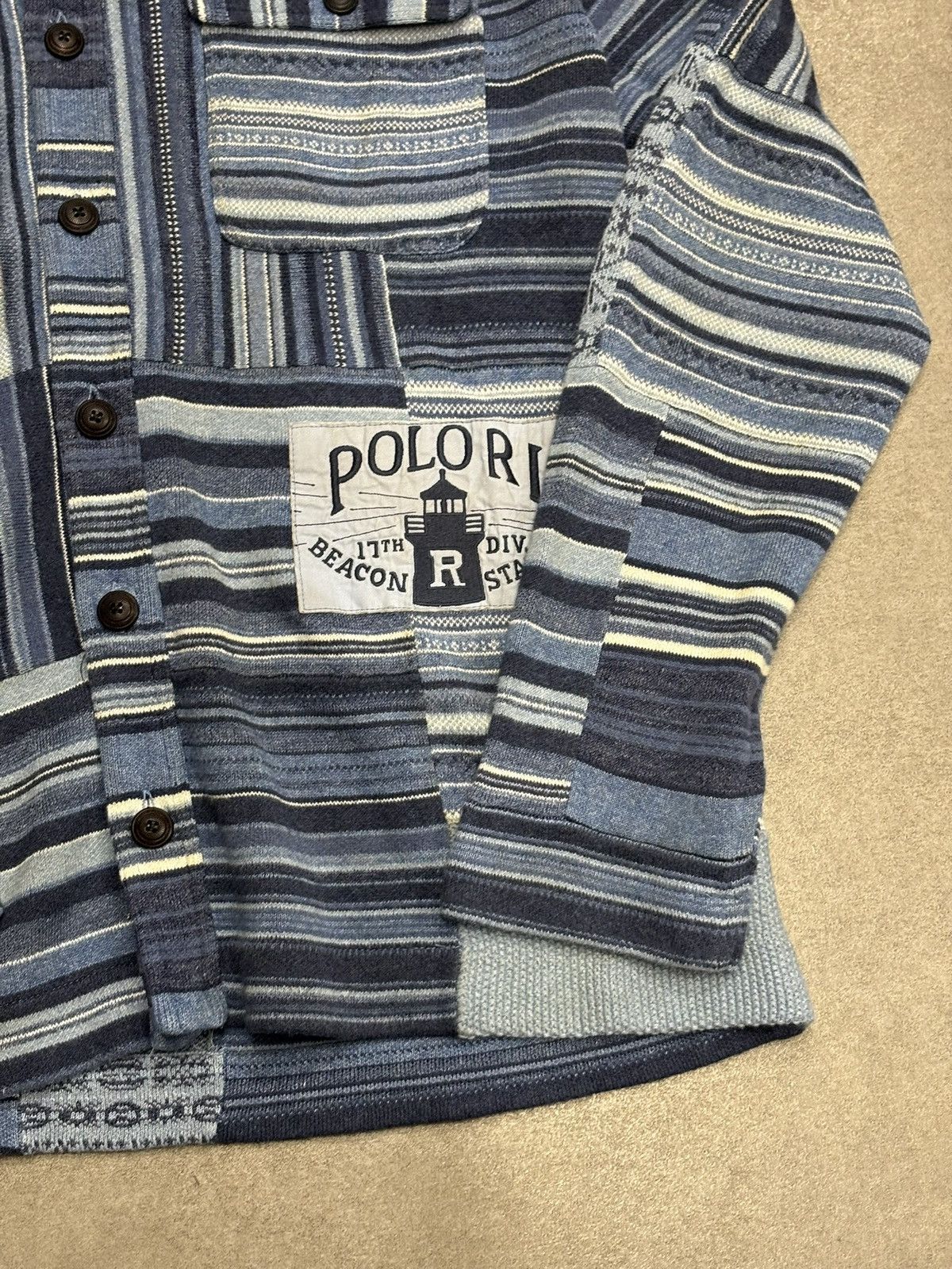 Polo Ralph Lauren Blue Patchwork Workwear Cardigan Ralph Lauren XL Limited Size US XL / EU 56 / 4 - 3 Thumbnail