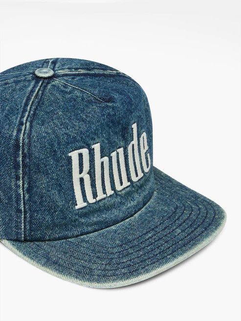 Rhude RHUDE WASHED DENIM LOGO HAT Size ONE SIZE - 2 Thumbnail
