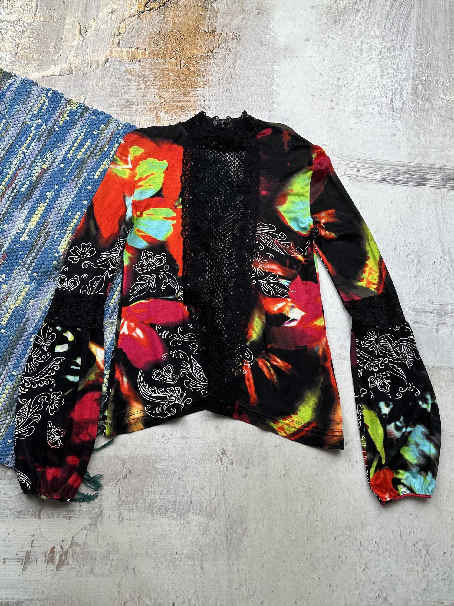 Vintage Vintage Asymmetry Printed Blouse A53(261) Size M / US 6-8 / IT 42-44 - 7 Thumbnail