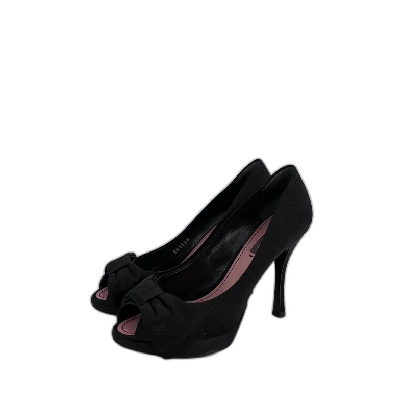 Louis Vuitton Louis Vuitton Black Bow Peep Toe Heels-2506 Size US 6 / IT 36 - 1 Thumbnail
