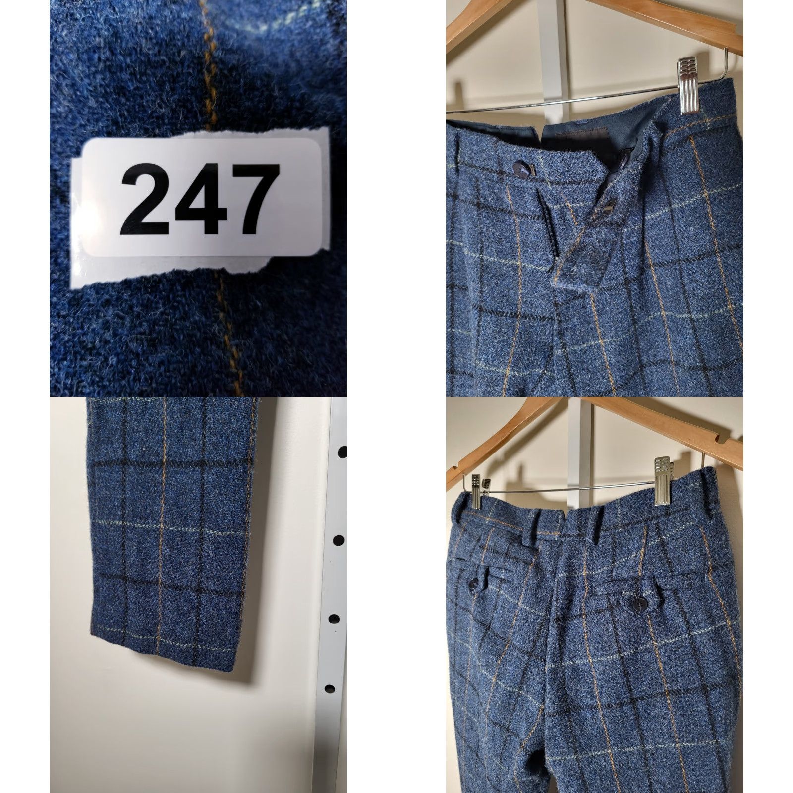 Asos ASOS X Harris Tweed Slim Fit Wool Blue Green Orange Check Pleated Pants 32x30 Men Vintage Size US 30 / EU 46 - 8 Thumbnail