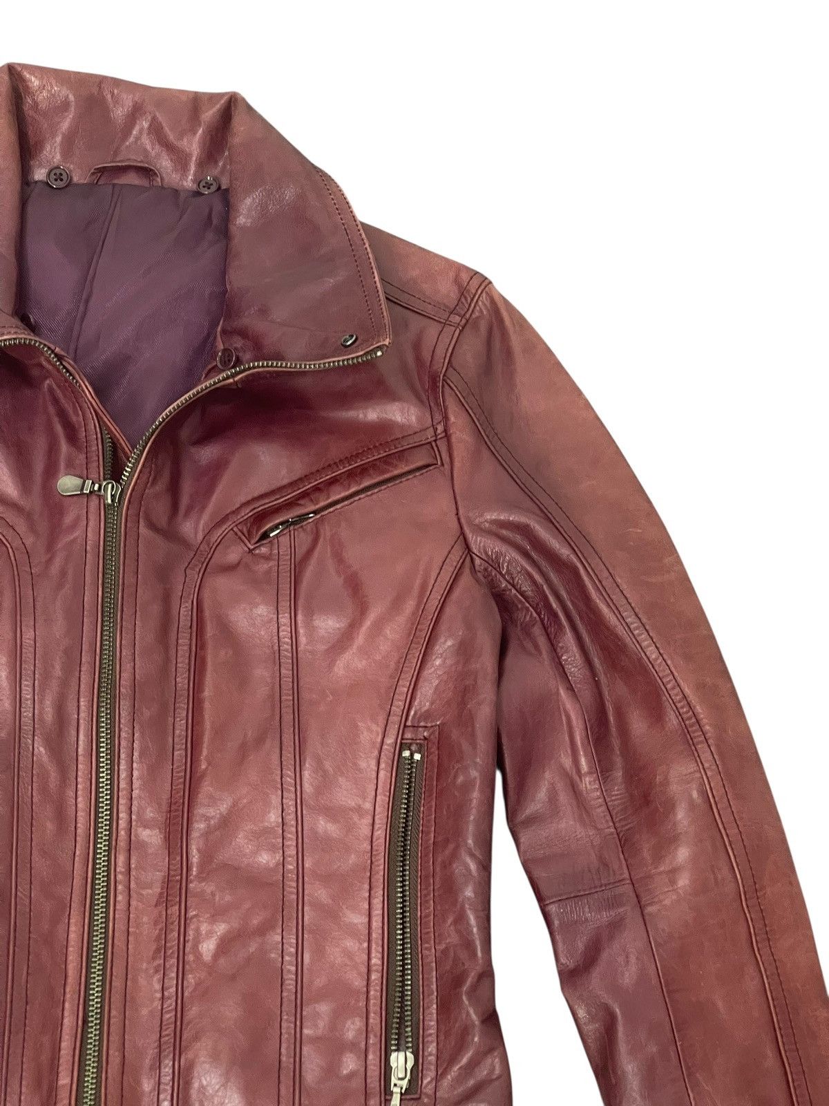 Tornado Mart Cow Hide Leather Jacket Tornado Mart Slim Dark Marroon 6🟩8 Size US M / EU 48-50 / 2 - 5 Thumbnail