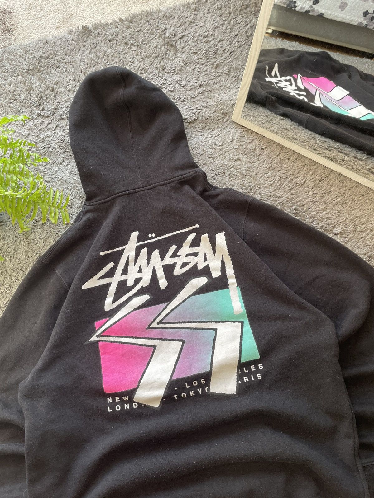 Stussy × Vintage 00s Stüssy Hoodie Streetwear Vintage Big Logo Rare Y2k Size US XL / EU 56 / 4 - 3 Thumbnail