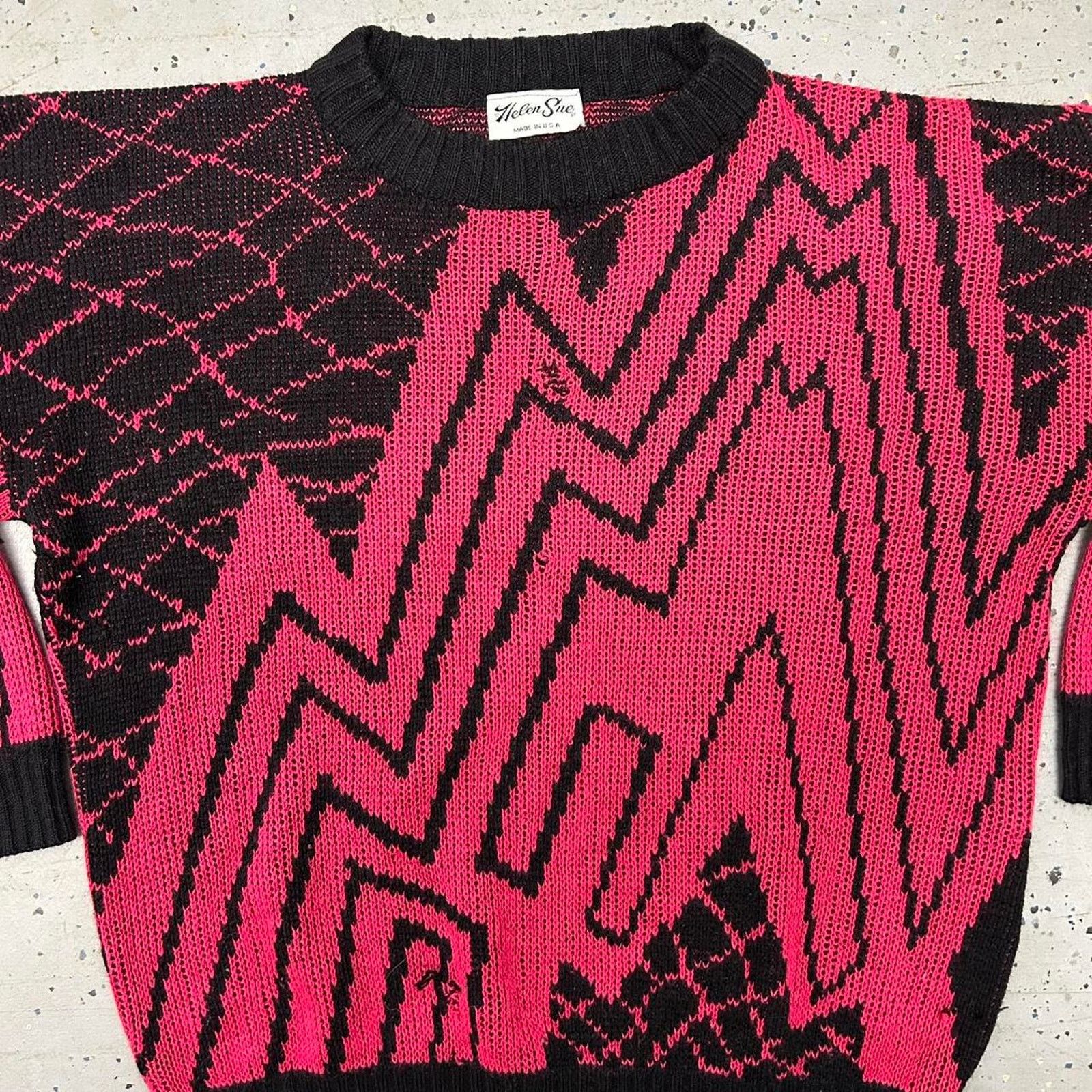 Other Pink and black vintage 80s sweater Size L / US 10 / IT 46 - 2 Thumbnail
