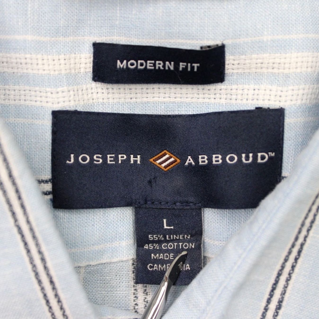 Joseph Abboud Joseph Abboud Shirt Mens L Blue Linen Cotton Blend Modern Fit Short Sleeve Size US L / EU 52-54 / 3 - 6 Thumbnail