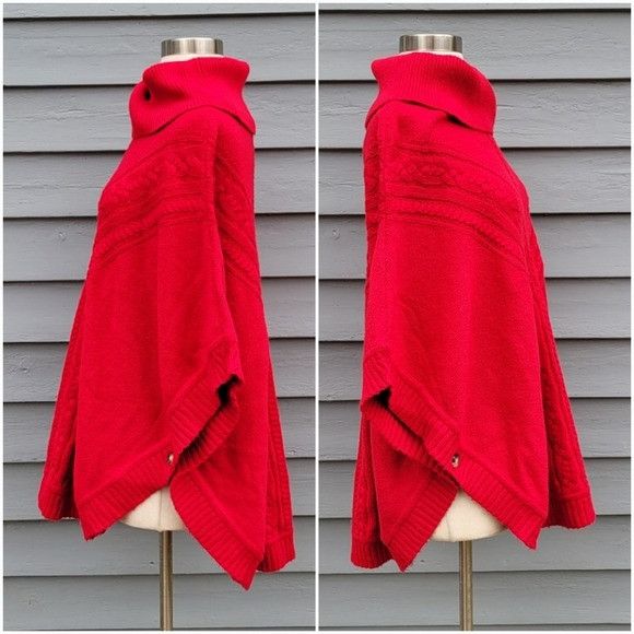 Talbots Talbots Red Cable Knit Round Poncho NWT New With Tags Size W Size M / US 6-8 / IT 42-44 - 4 Thumbnail