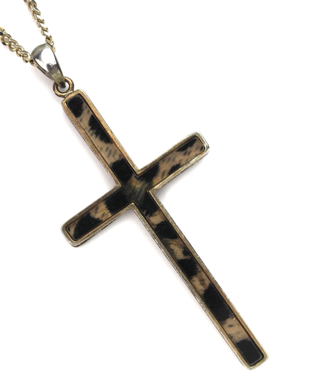 If Six Was Nine 2000S JAPANESE MADE LEOPARD INLAY CROSS NECKLACE Size ONE SIZE - 3 Thumbnail