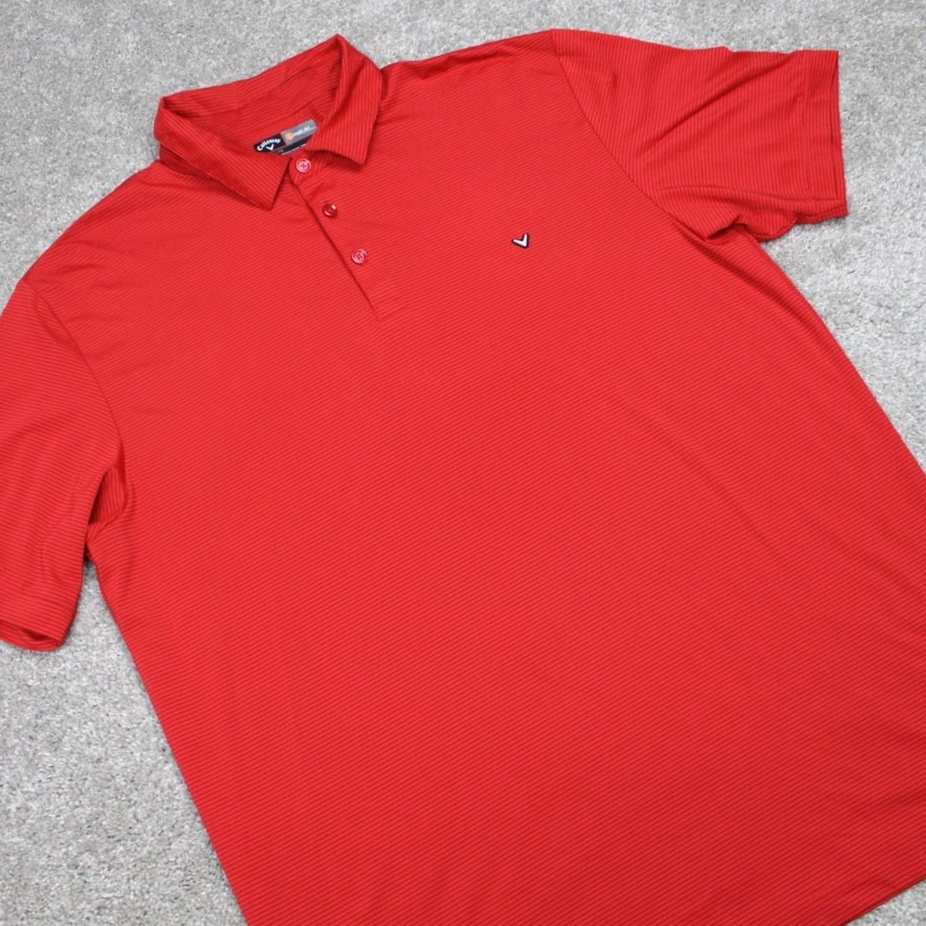 Callaway Callaway Opti-Dry Polo Shirt Mens XL Red w/ Black Stripes Short Sleeve Polo Golf Shirt Size US XL / EU 56 / 4 - 5 Thumbnail