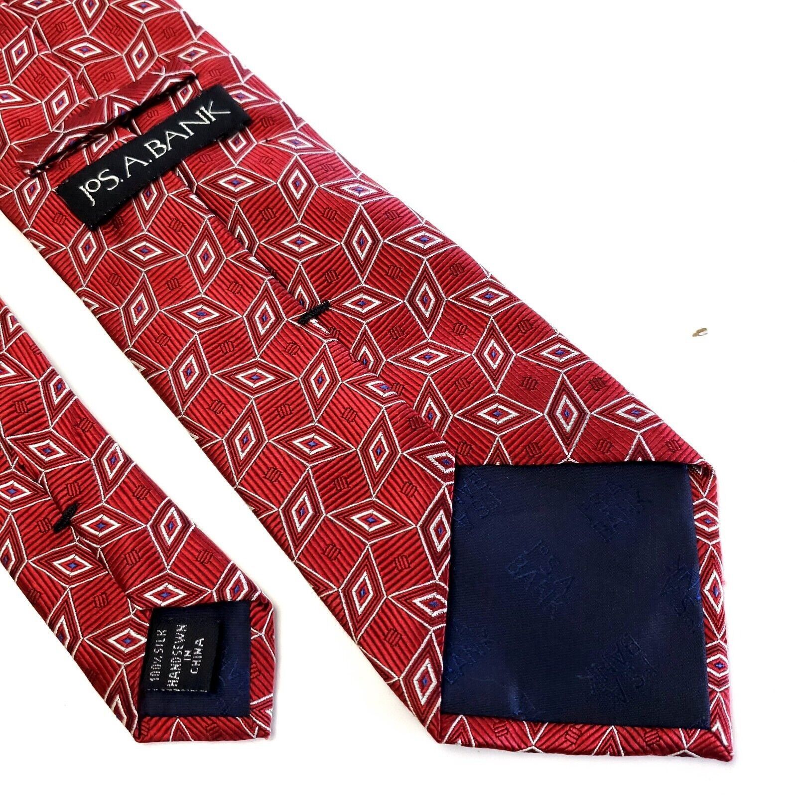 Jos. A. Bank Jos A Bank Red Woven Geometric Silk Tie Size ONE SIZE - 5 Thumbnail