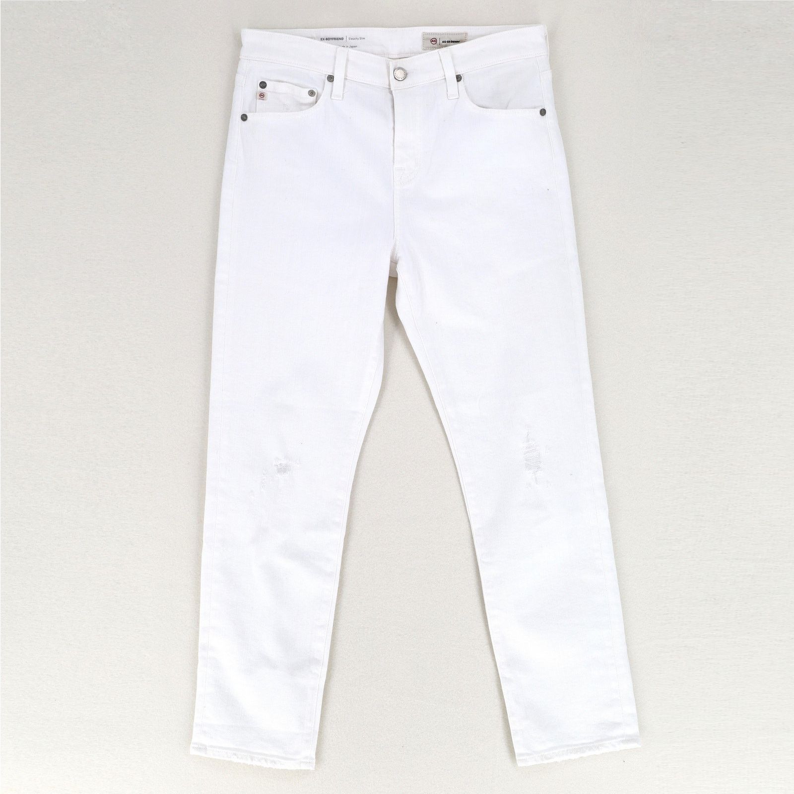 AG Jeans AG Jeans Women White Denim Ex-Boyfriend Slim Crop Jeans 28R Size 28" / US 6 / IT 42 - 3 Thumbnail
