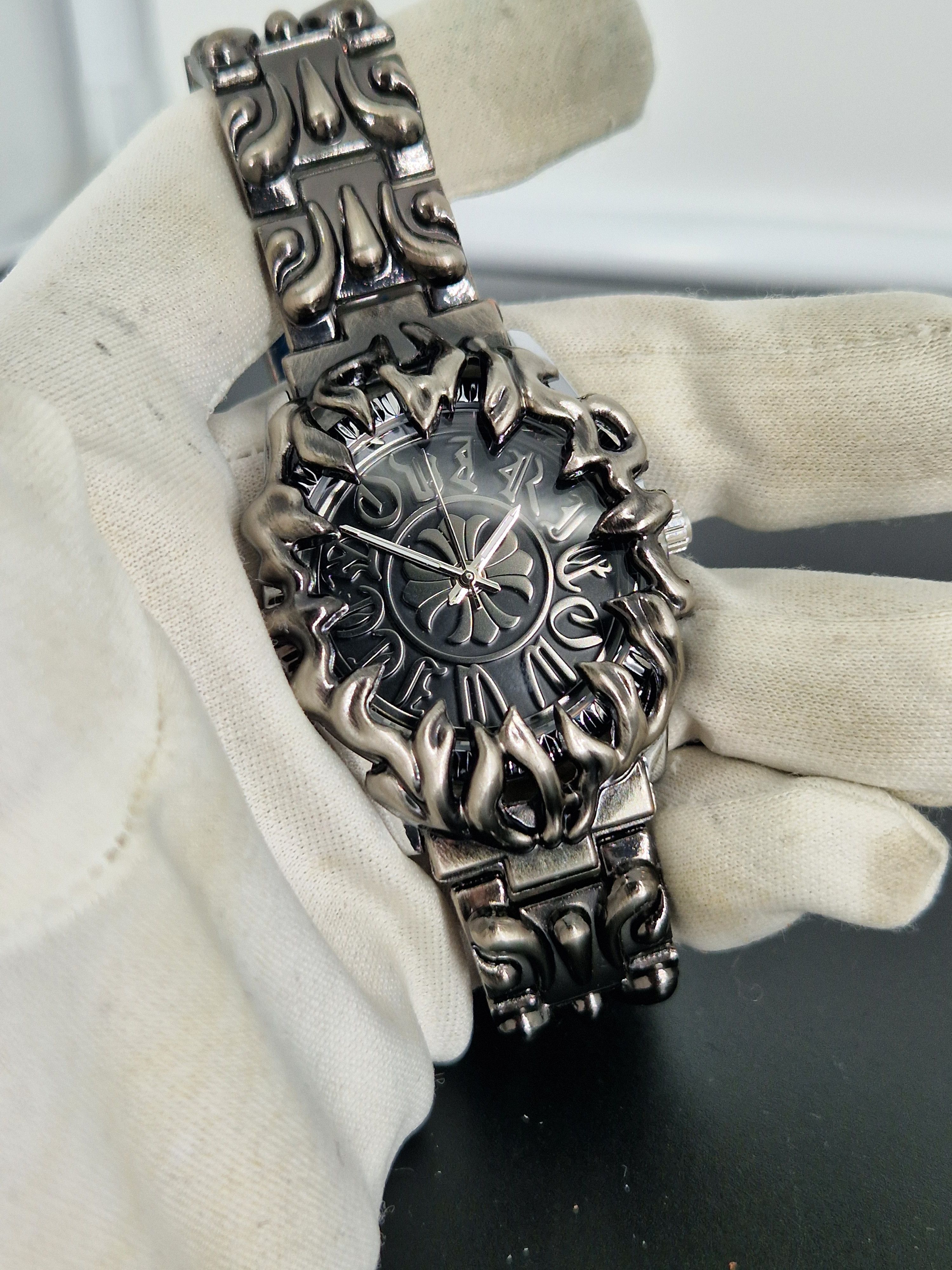 Other Y2K Opium Gothic Metal Chain Watch Flame Bracelet 40mm Size 40 - 10 Thumbnail