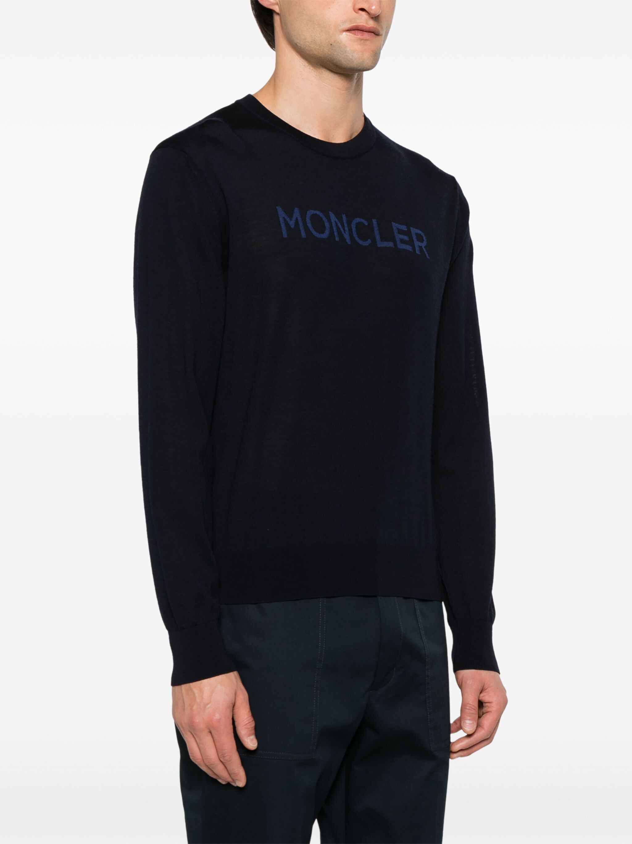 Moncler o1s22i1n1124 Lightweight Wool Pullover Sweater in Blue Size US L / EU 52-54 / 3 - 2 Thumbnail