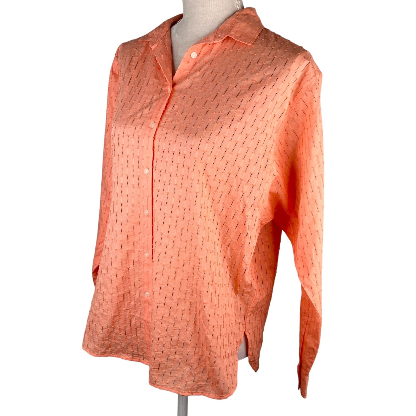 Loft LOFT Button Down Shirt Peach Textured Small New Size S / US 4 / IT 40 - 3 Thumbnail