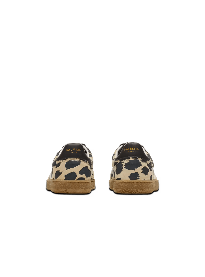 Balmain o1mt1gz0326 Swan Leopard-print Low-Top Sneakers Beige/Black Size US 10 / IT 40 - 5 Thumbnail